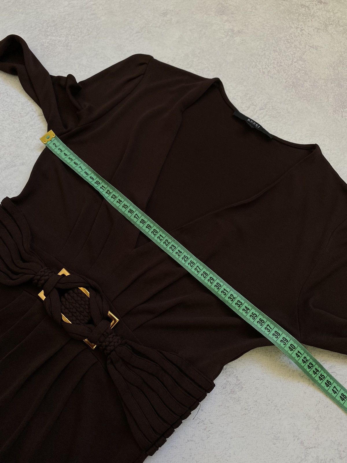 Gucci Gucci Womens Chocolate Brown V Neck Knee Length Dress Size M Size M / US 6-8 / IT 42-44 - 21 Thumbnail