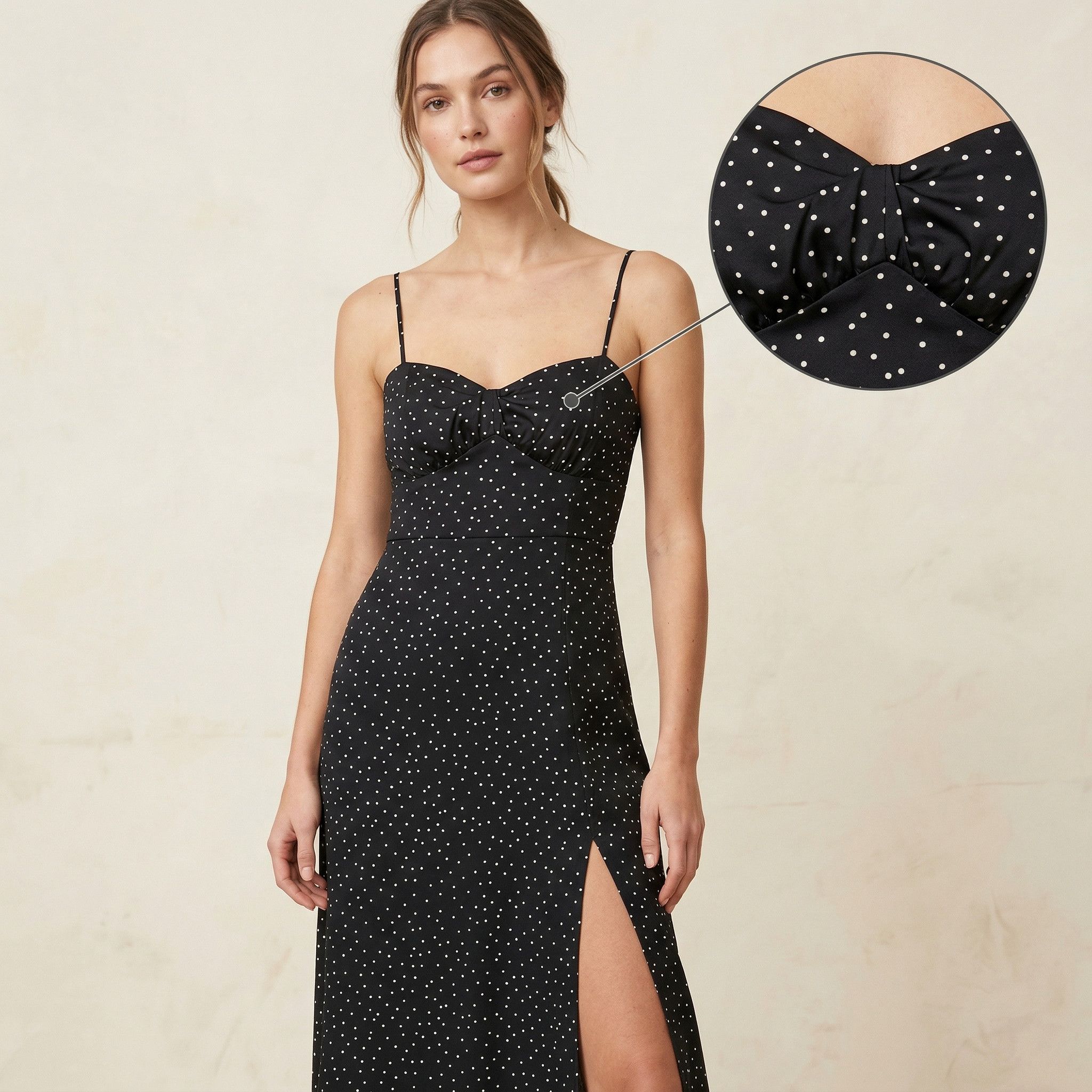knee length dresses for ladies Quinn Micro Polka Dot Dress Halter Neck Midi Dress for Women L