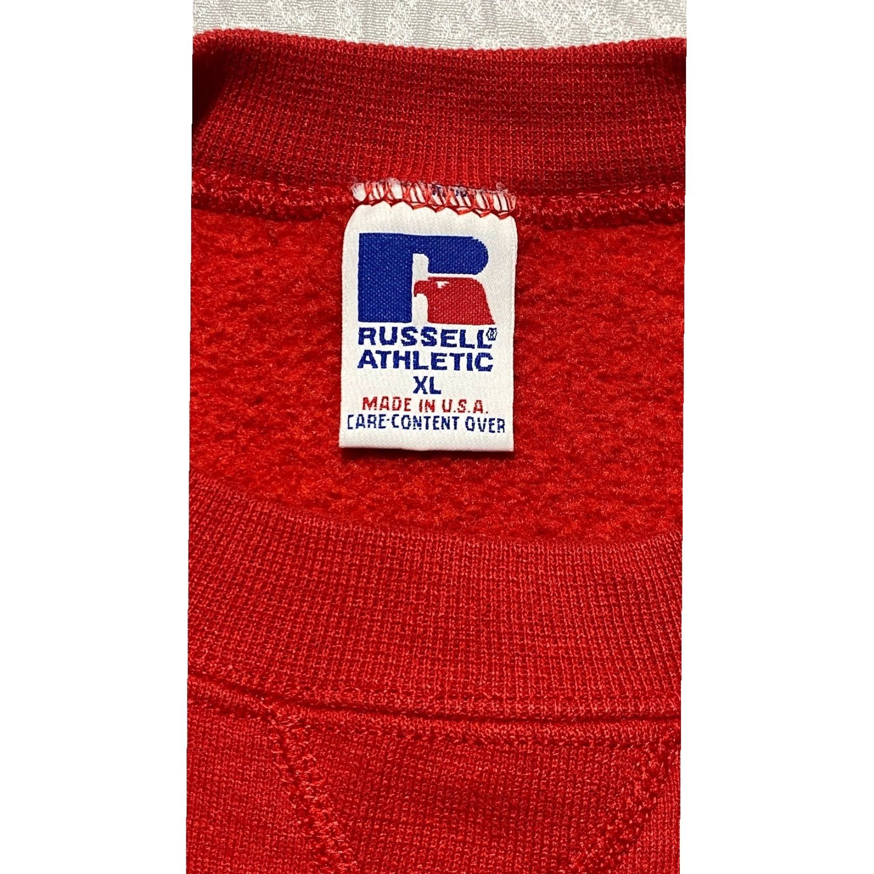 Russell Athletic VINTAGE Russell Athletic Sweatshirt Mens XL Red Mustangs 90s USA Crewneck Graphic Print Pullover Long Sleeve Size US XL / EU 56 / 4 - 3 Thumbnail