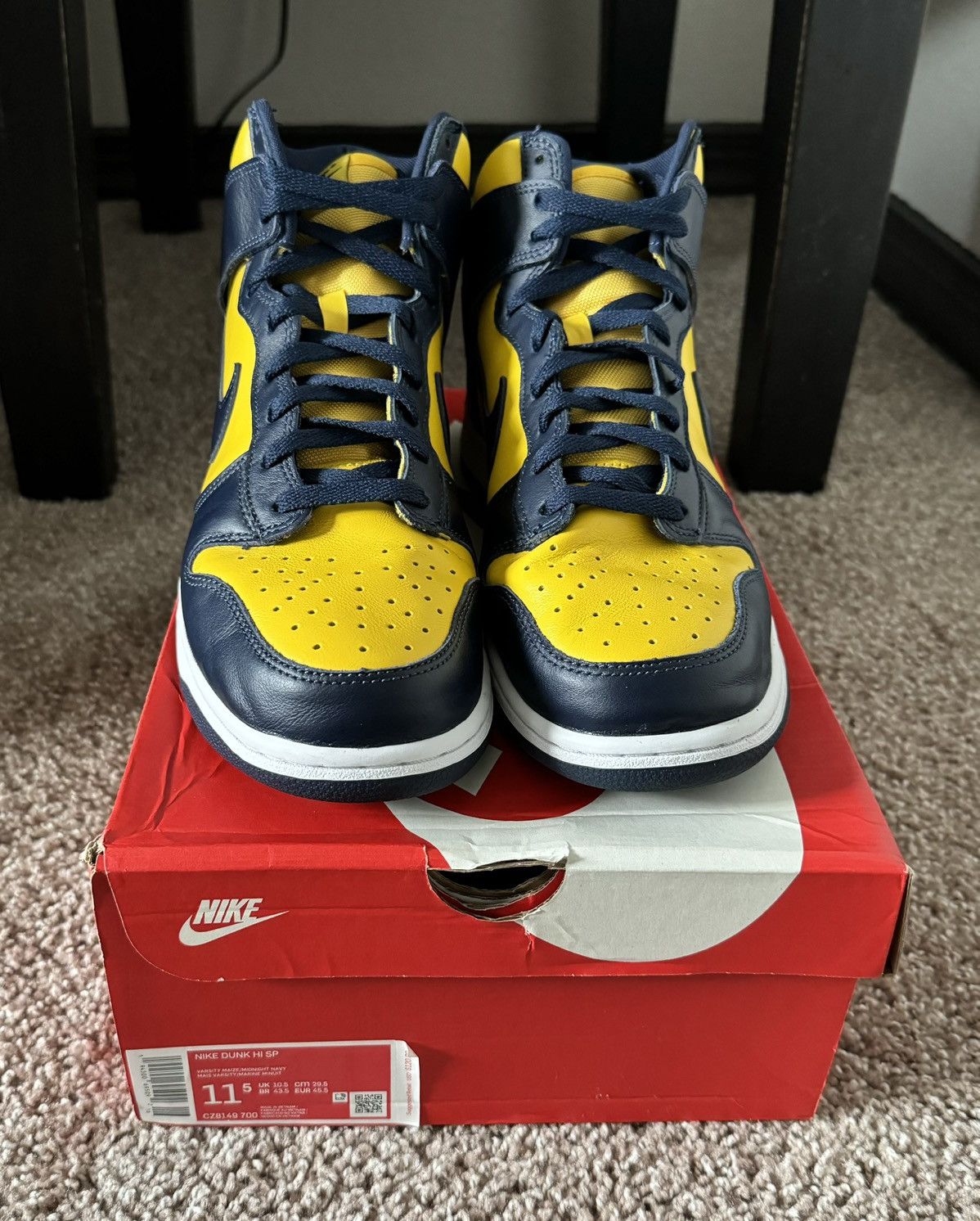 image of Nike Dunk Hi Sp Michigan Shoes in Blue, Men's (Size 11.5)