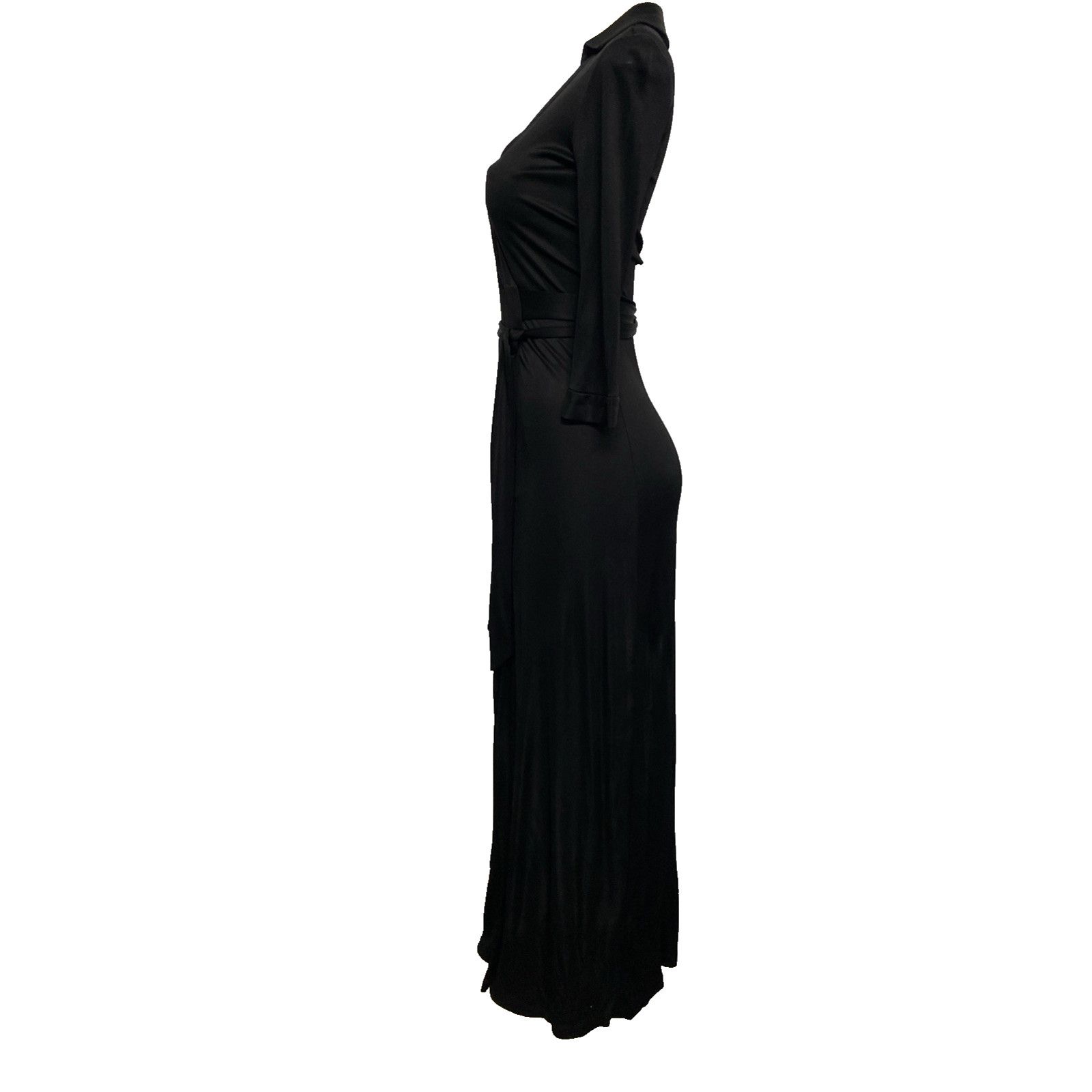 DVF Diane von Furstenberg Abigail Maxi Wrap Dress Black 0 XS -  ice4pros.com.br