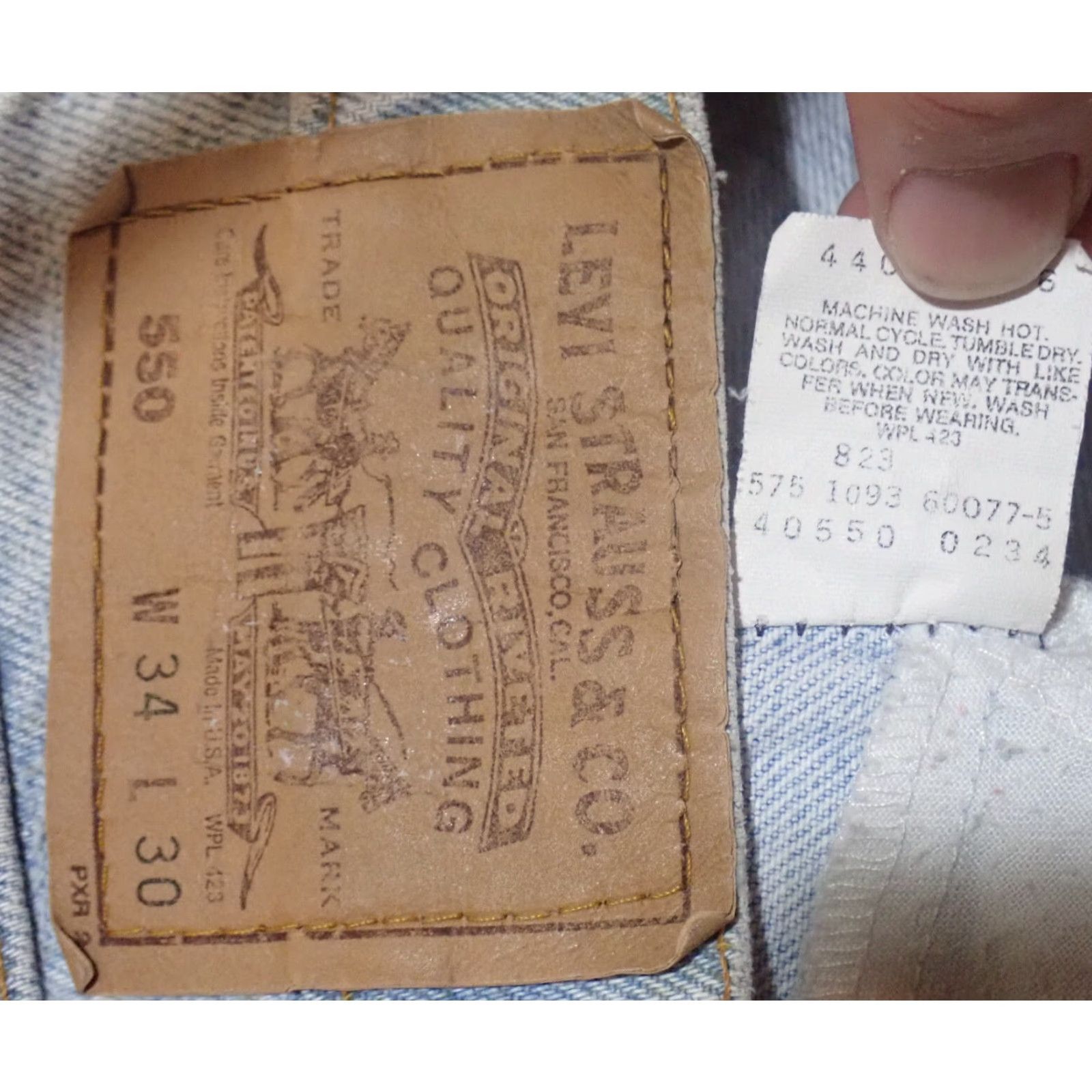 Levi's VINTAGE Levi's 550 Jeans Denim Distressed Orange Tab USA Made 34x30 90s Retro Western Bohemian Classic Men's Pants Jeans 34x30 Blue Distressed Size US 34 / EU 50 - 4 Thumbnail