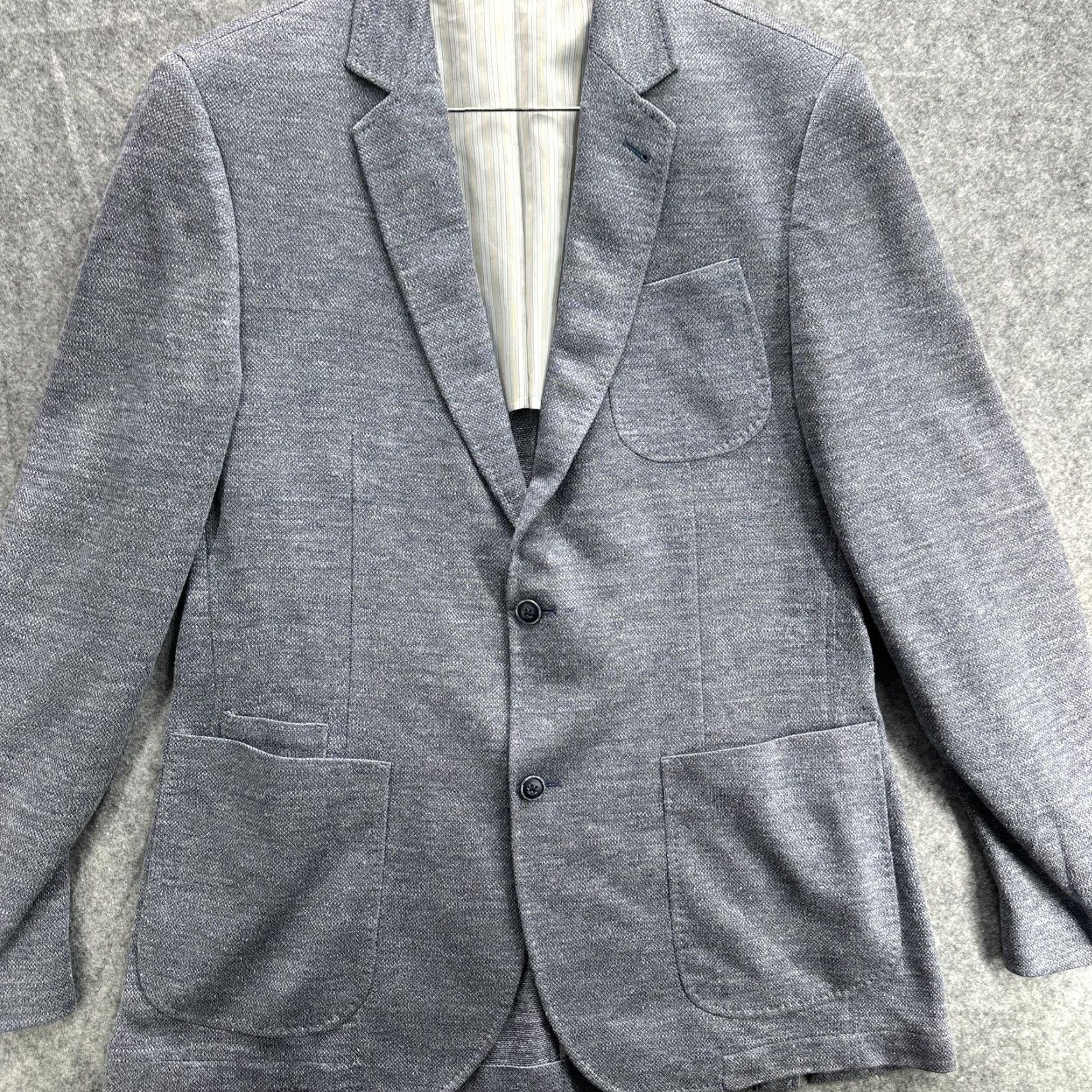 Vintage VINTAGE Flynt Blazer Mens 42 Long Gray Linen Nylon Unstructured Sport Coat Jacket Pockets Size 42R - 3 Thumbnail
