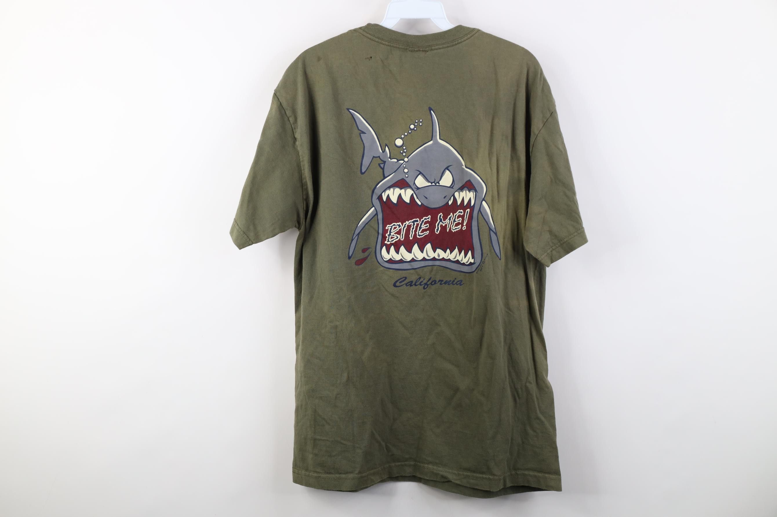 Vintage Vintage 90s Y2K Streetwear Bite Me Shark California T-Shirt Size US L / EU 52-54 / 3 - 16 Thumbnail