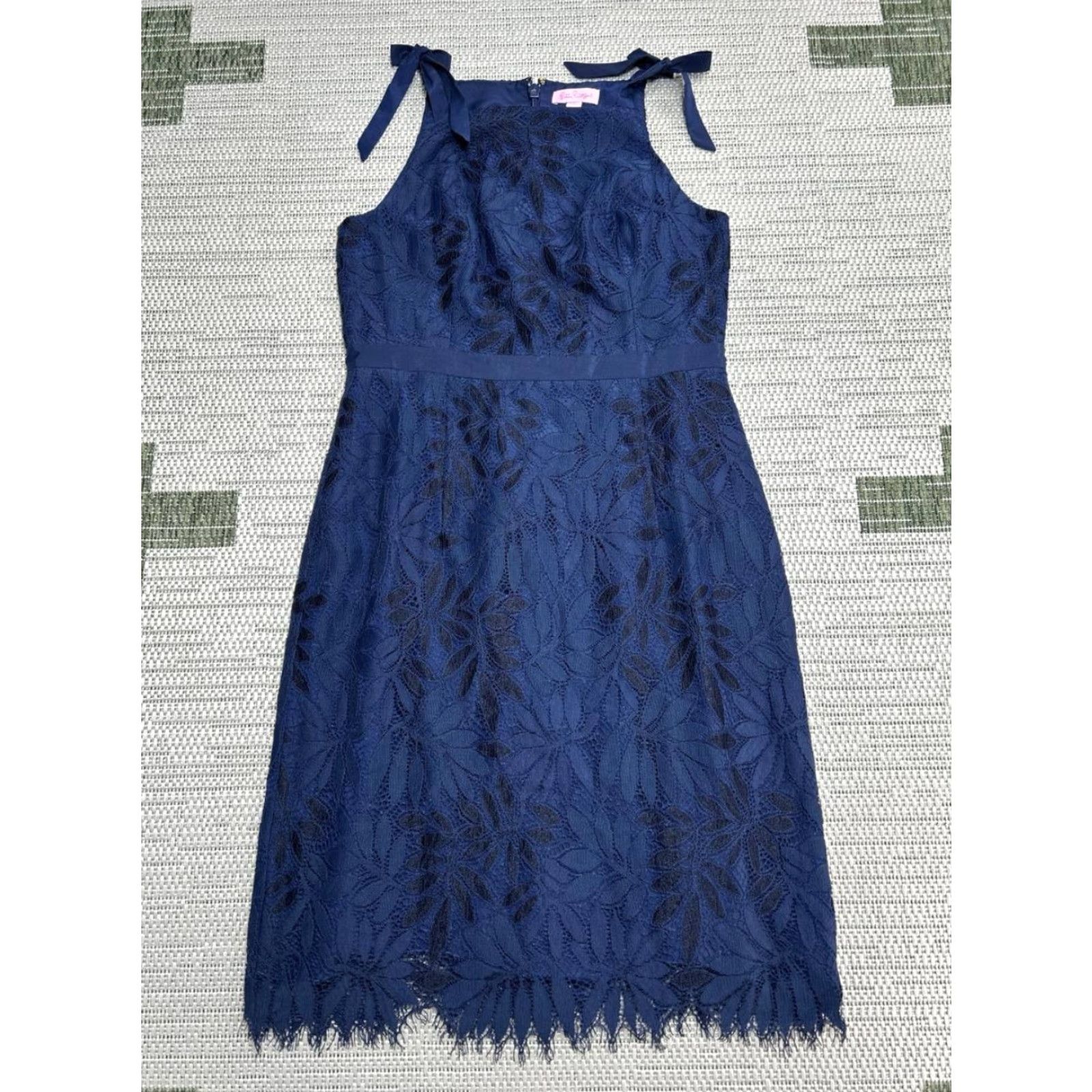 Lilly Pulitzer Lilly Pulitzer Kayleigh Shift Dress Womens 4 Blue Fern Gallery Lace Cotton New Size S / US 4 / IT 40 - 2 Thumbnail