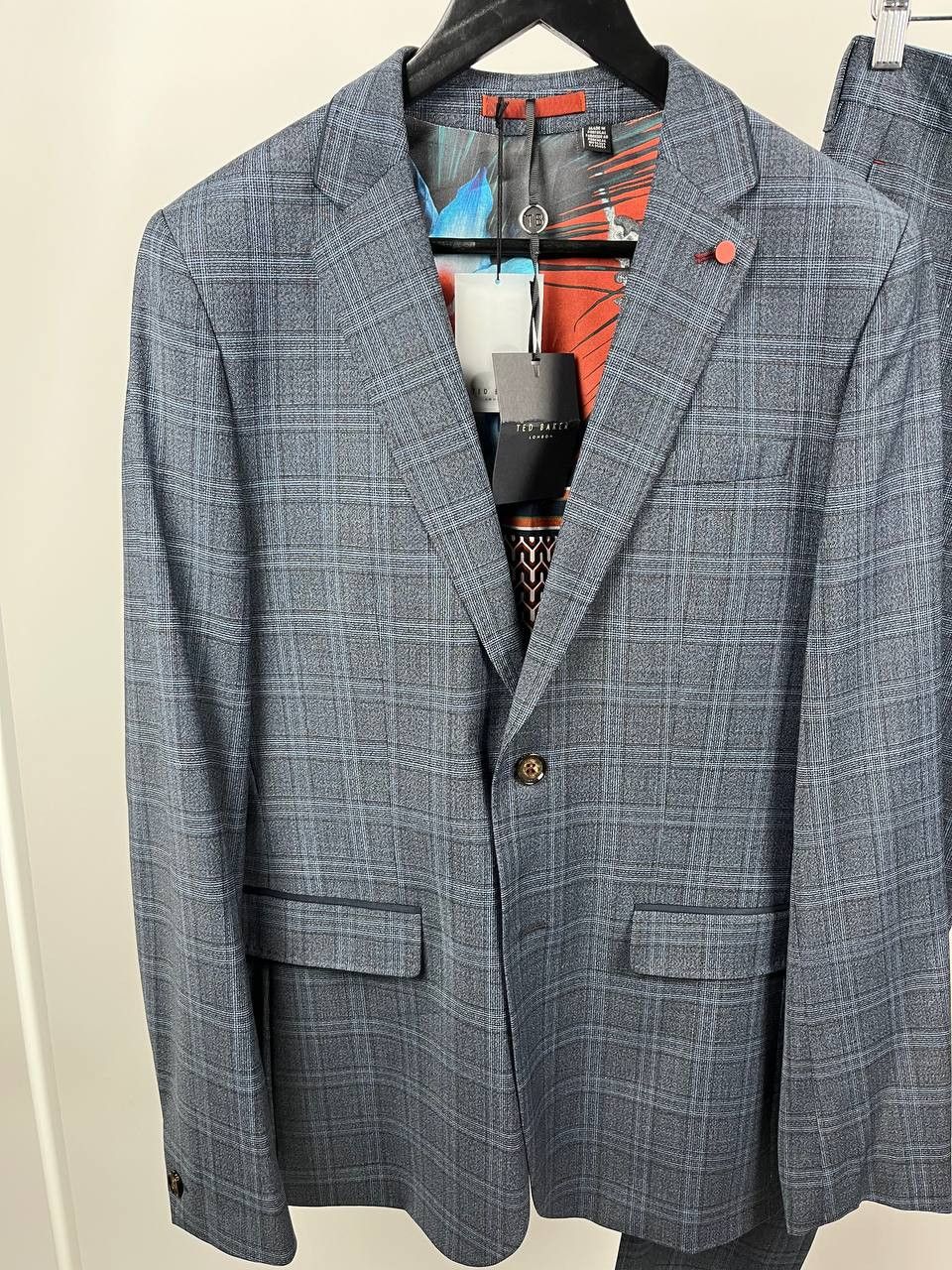 Ted Baker Ted Baker London Men's Blue Plaid Wool Blend Suit Size 3 Size 38R - 2 Thumbnail