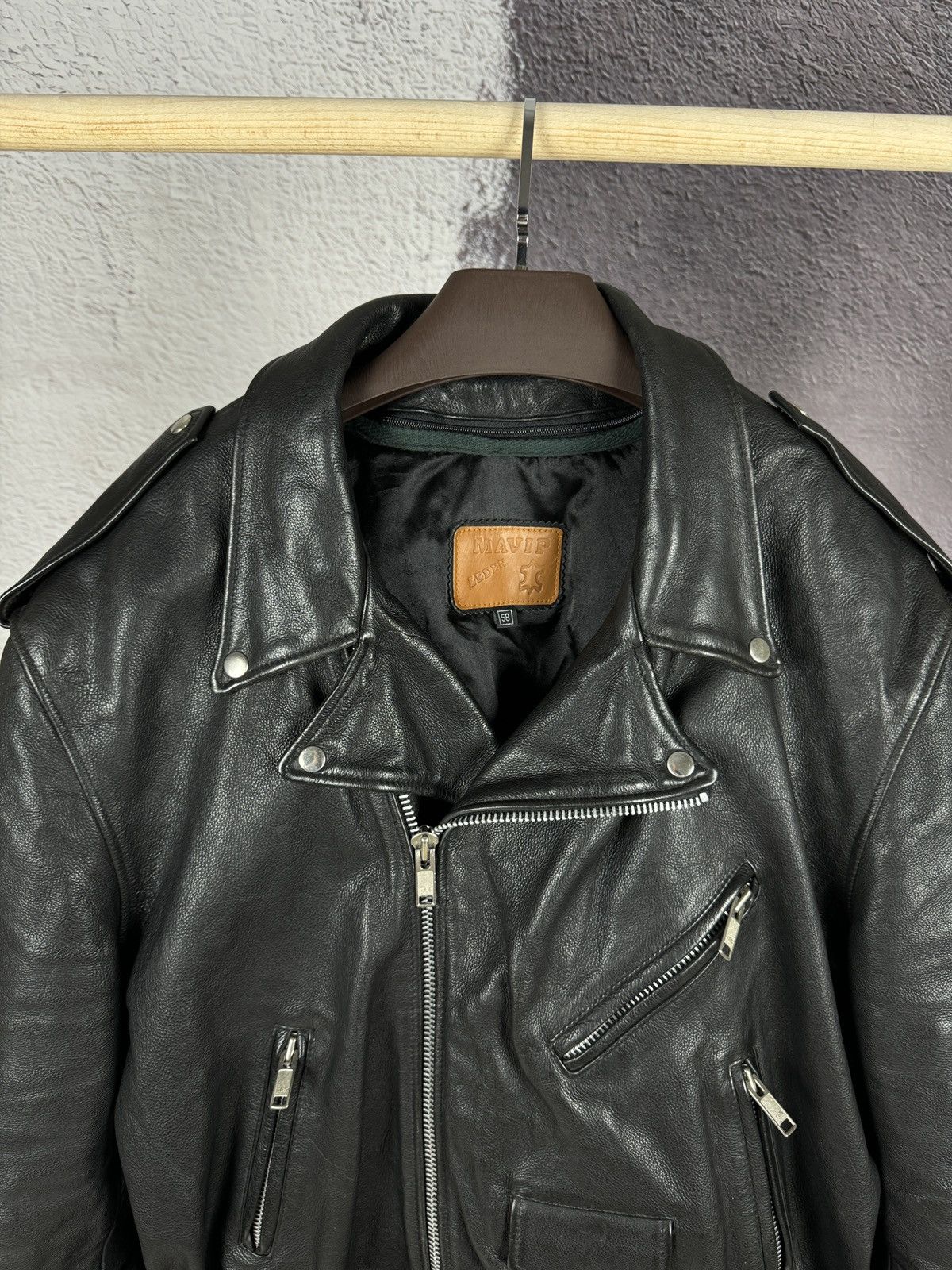 Vintage Mavip Leder Vintage Motorcycle Heavy Leather Black jacket Size US XXL / EU 58 / 5 - 7 Thumbnail