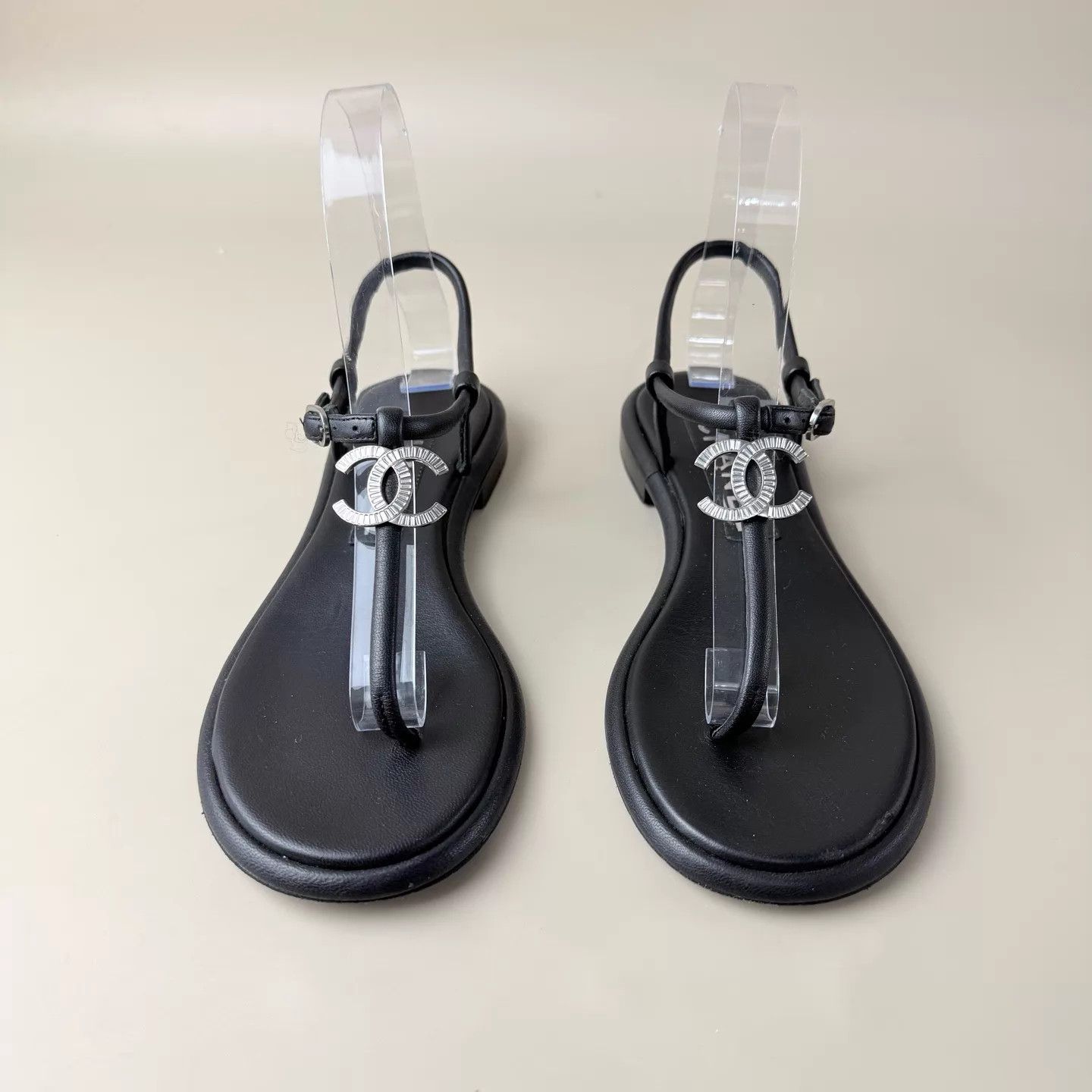 Chanel Chanel Black Silver Double C Silver Buckle Sandals EU36 Size US 5.5 / IT 35.5 - 2 Thumbnail