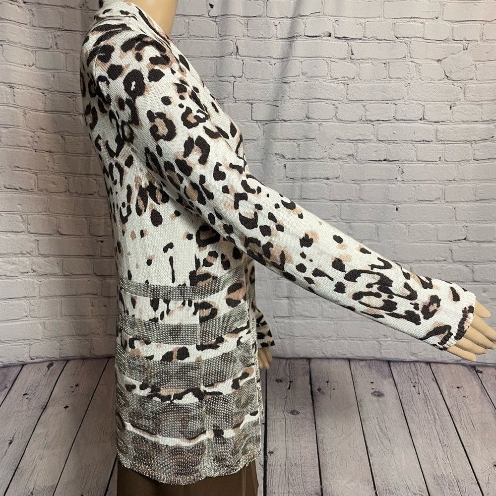 Chicos Chico's Animal Shine Viven Cardigan Size 2 US L Size L / US 10 / IT 46 - 4 Thumbnail