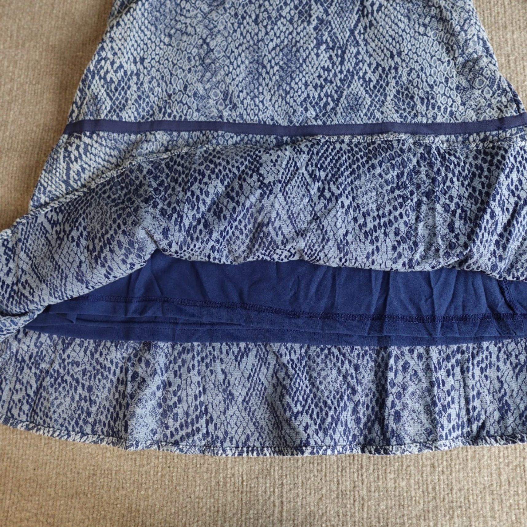 Parker Parker Dress Shirt Dress Medium Blue Snakeskin Fit & Flare Womens Pockets Vintage: No Size M / US 6-8 / IT 42-44 - 3 Thumbnail