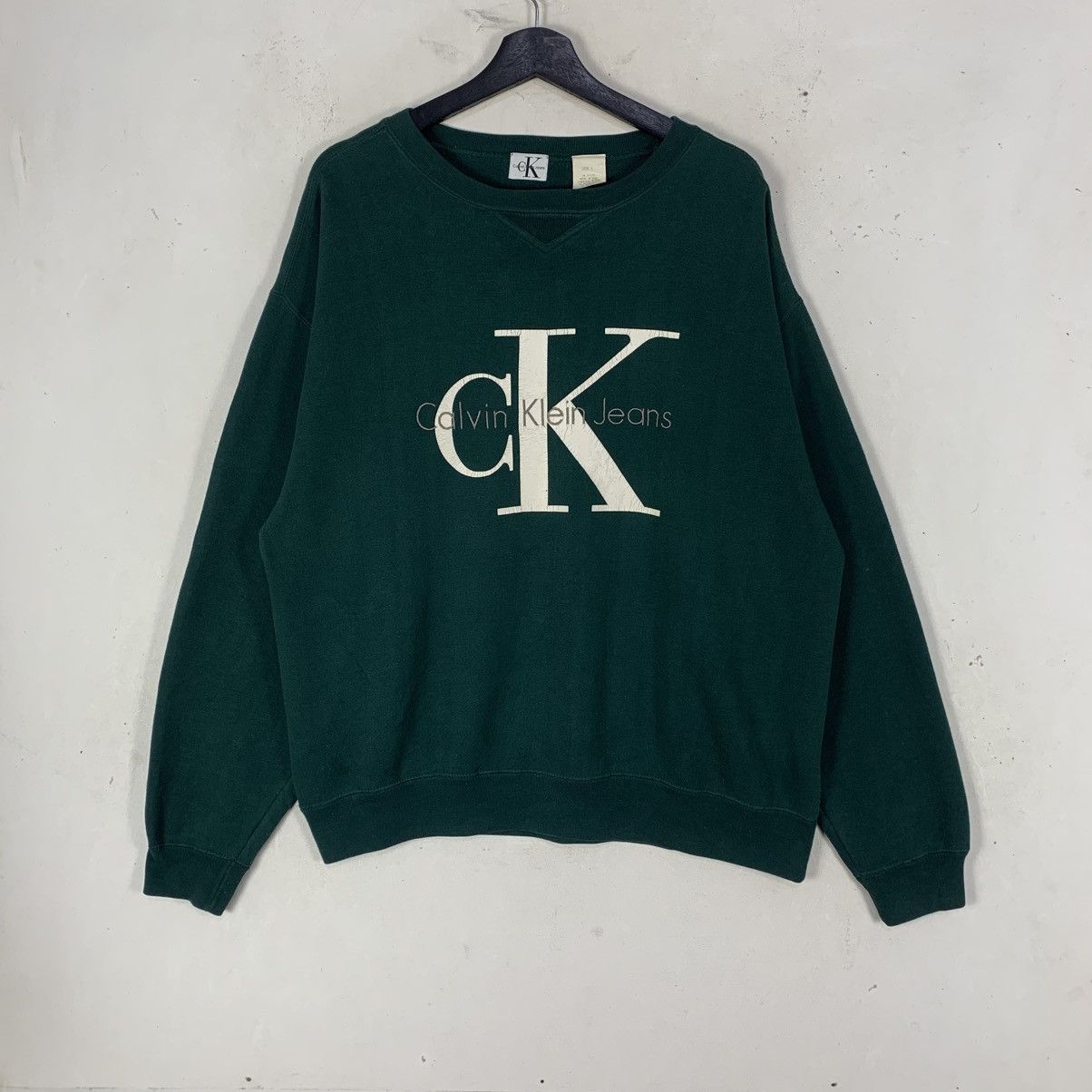Calvin Klein vintage green Calvin Klein crewneck Streetwear sweatshirt Size US XL / EU 56 / 4 - 2 Thumbnail