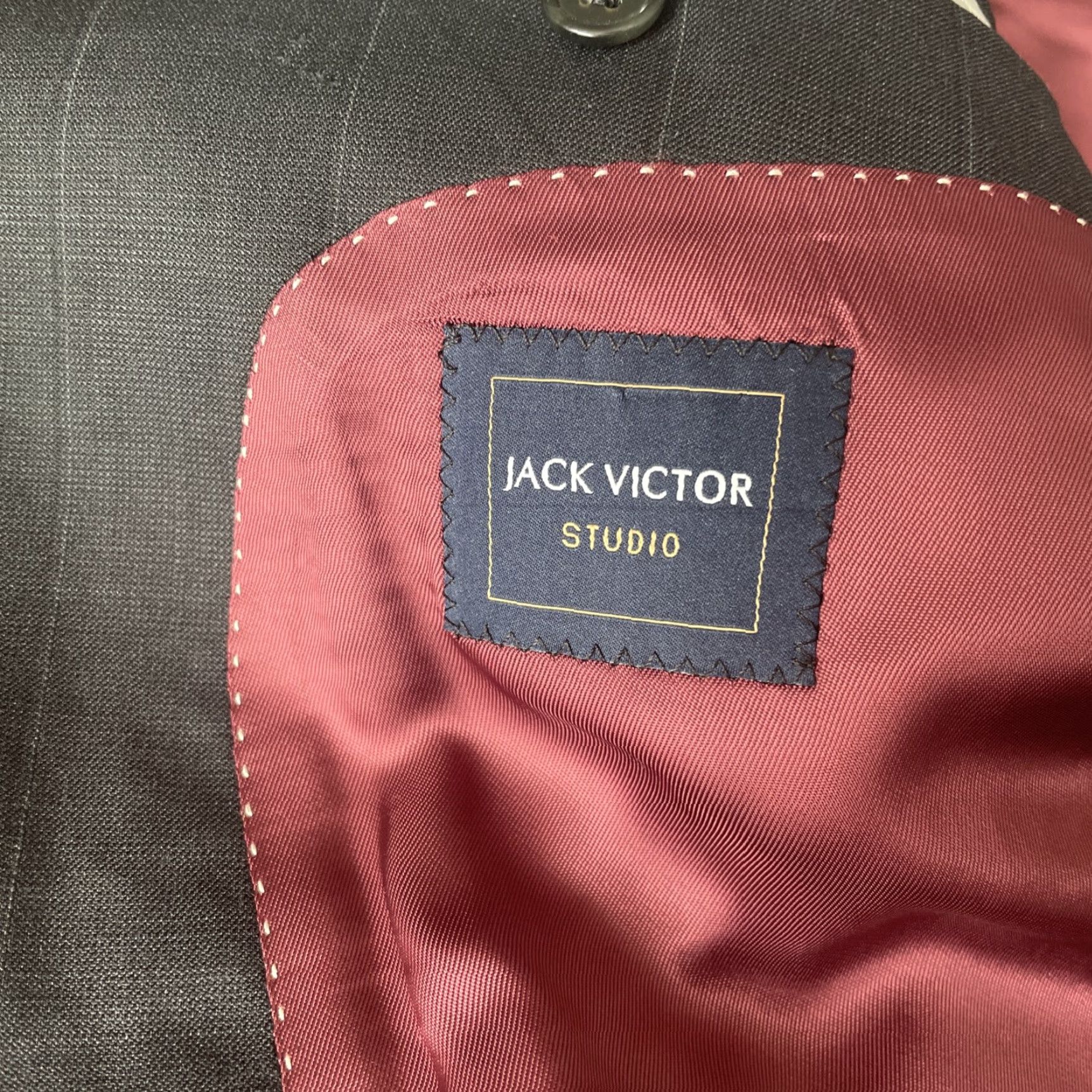 Jack Victor Jack Victor Slim 100s Black Windowpane Sport Jacket Blazer Mens 42L Size 42R - 3 Thumbnail