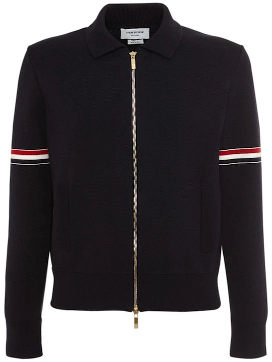 Thom Browne o1lsvrm0525 Milano Cotton Blend Bomber Jacket in Blue Size US XL / EU 56 / 4 - 1 Thumbnail