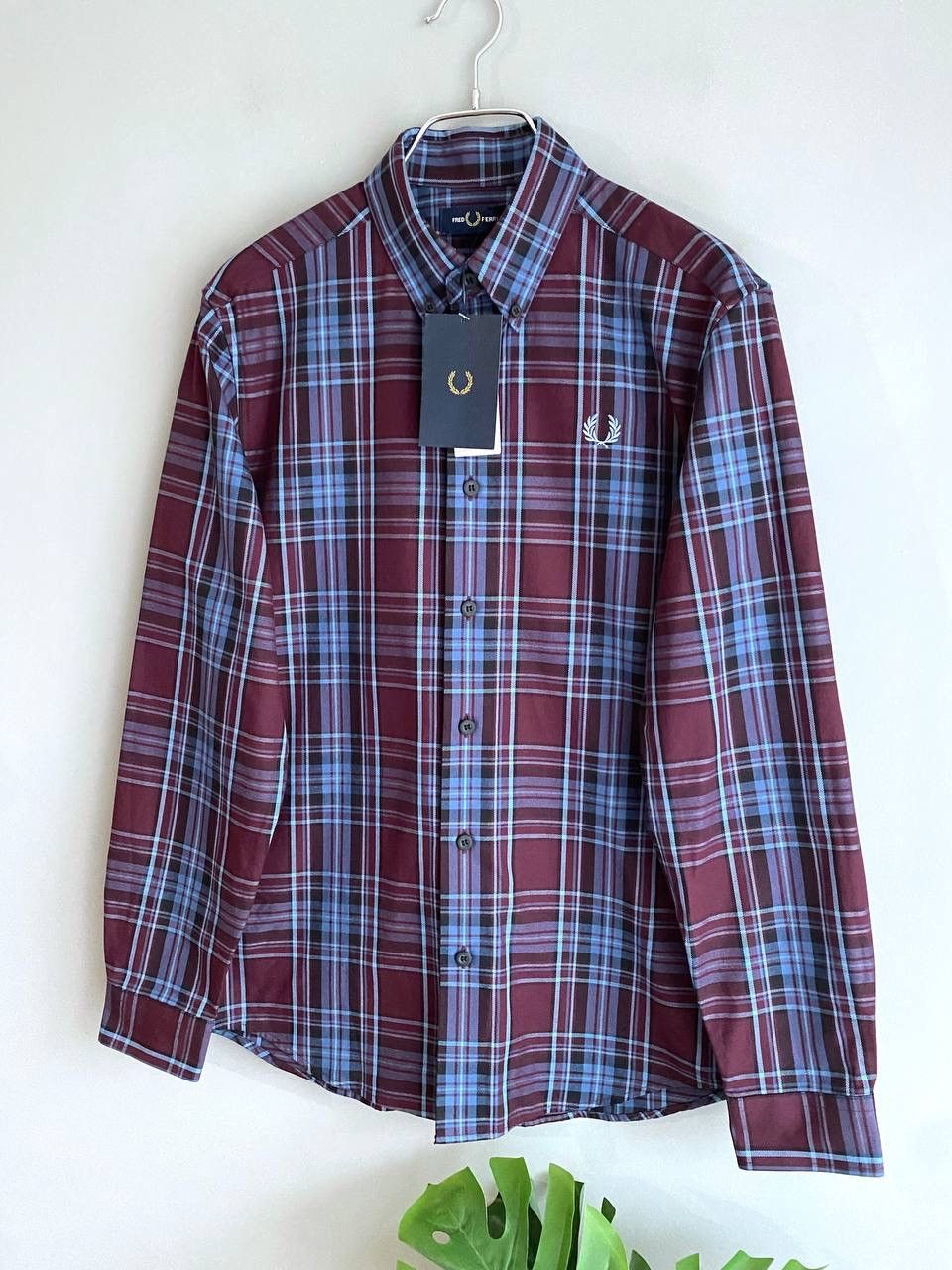 Fred Perry Fred Perry Men's Burgundy/Blue Tartan Winter Shirt, Size S Size US S / EU 44-46 / 1 - 2 Thumbnail