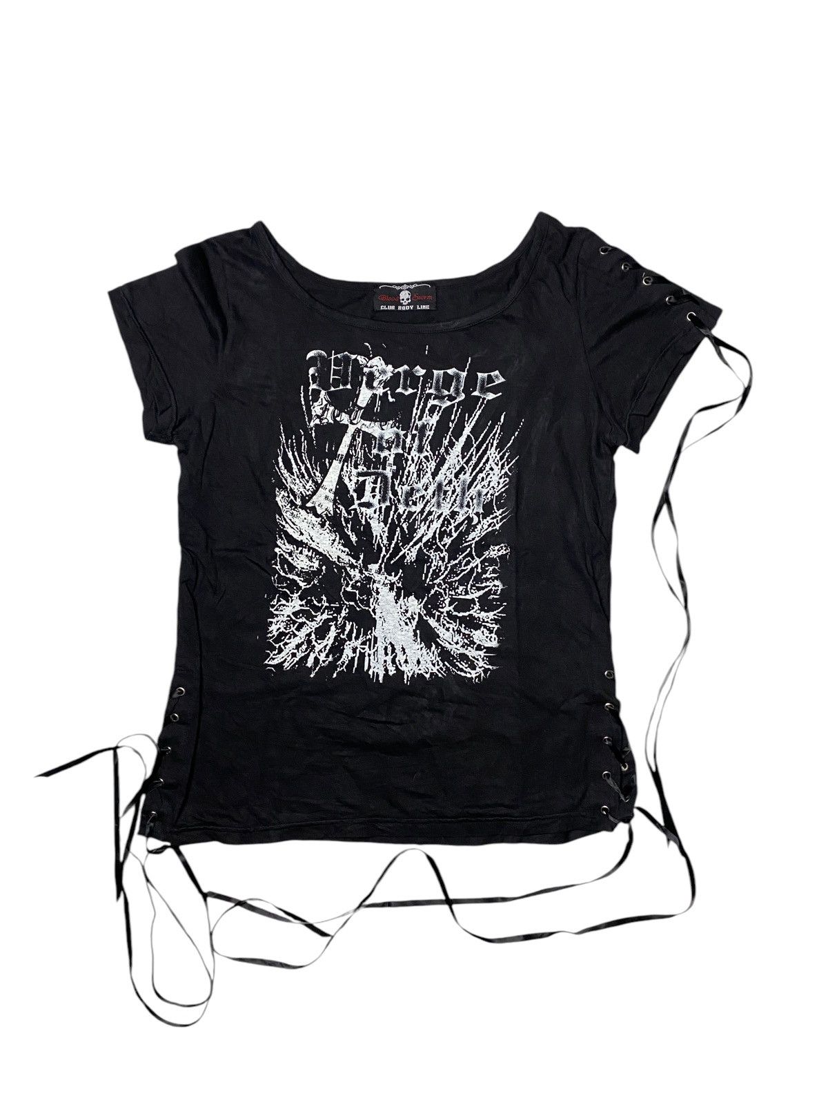 2000's Blood Storm Vkei Laced Up Cross Tshirt