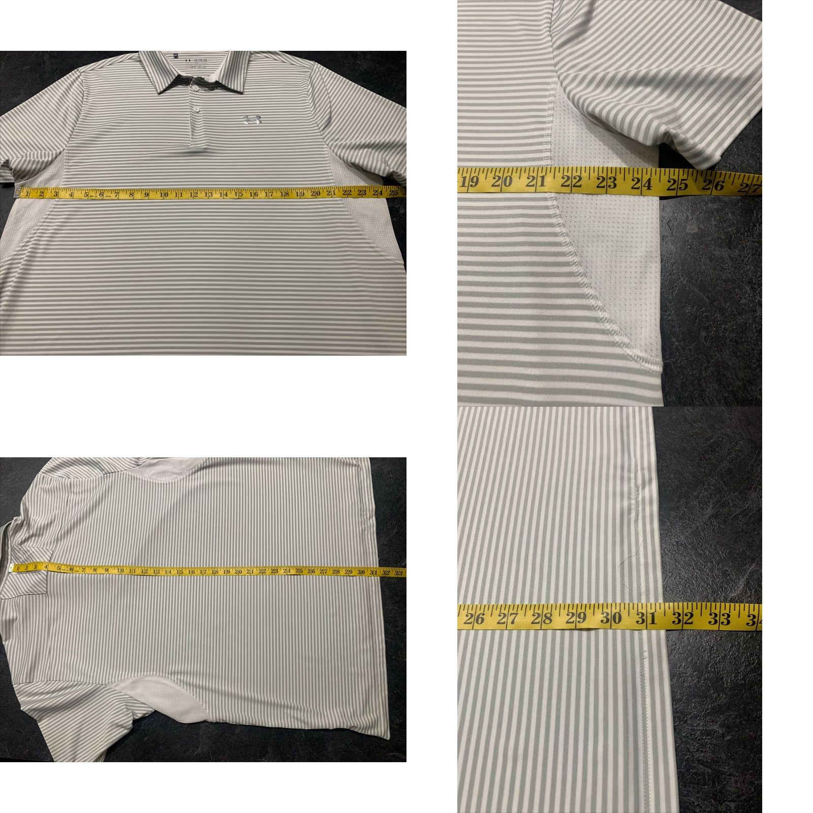 Under Armour Under Armour Coldblack Polo Shirt Mens 2XL Gray White Striped Activewear Size US XXL / EU 58 / 5 - 8 Thumbnail