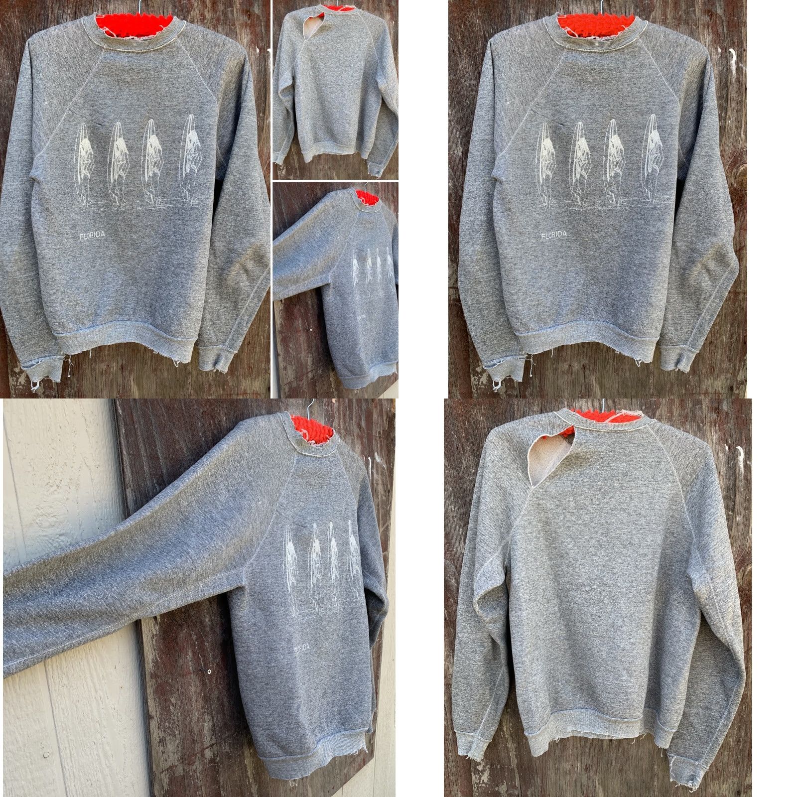 Vintage Vintage Florida Sweatshirt Surfer Girl Surfboard Graphic Raglan Long Sleeve Gray L Mens Shirts Pullover 70s 1970s Surfer Gift Size US L / EU 52-54 / 3 - 8 Thumbnail
