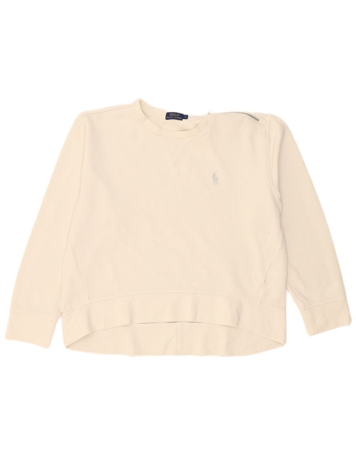 Polo Ralph Lauren Womens Sweatshirt Jumper UK 16 Large White Cotton Size L / US 10 / IT 46 - 1 Thumbnail
