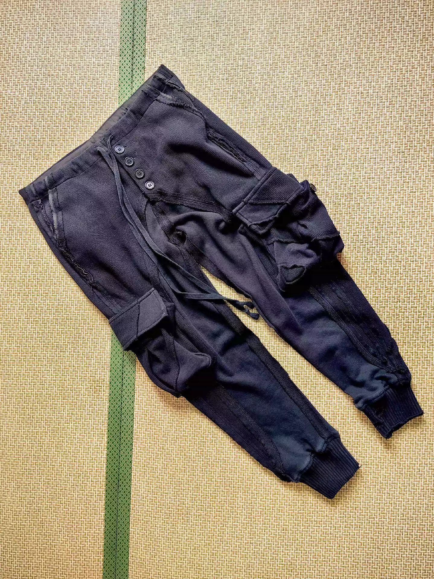 image of Greg Laurent Stitching Overalls in Black, Men's (Size 30)