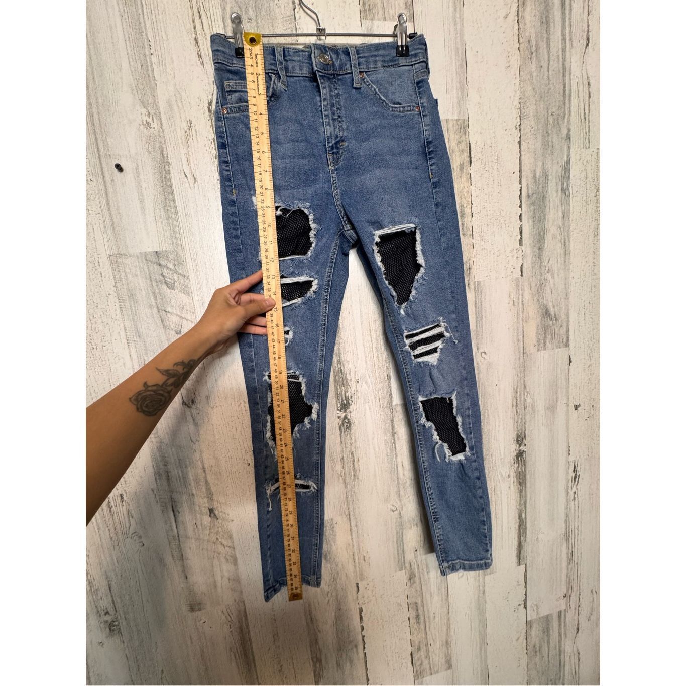 Topshop Topshop Moto Jamie High Waist Distressed Skinny Jeans W28 L3 Size 28" / US 6 / IT 42 - 9 Thumbnail