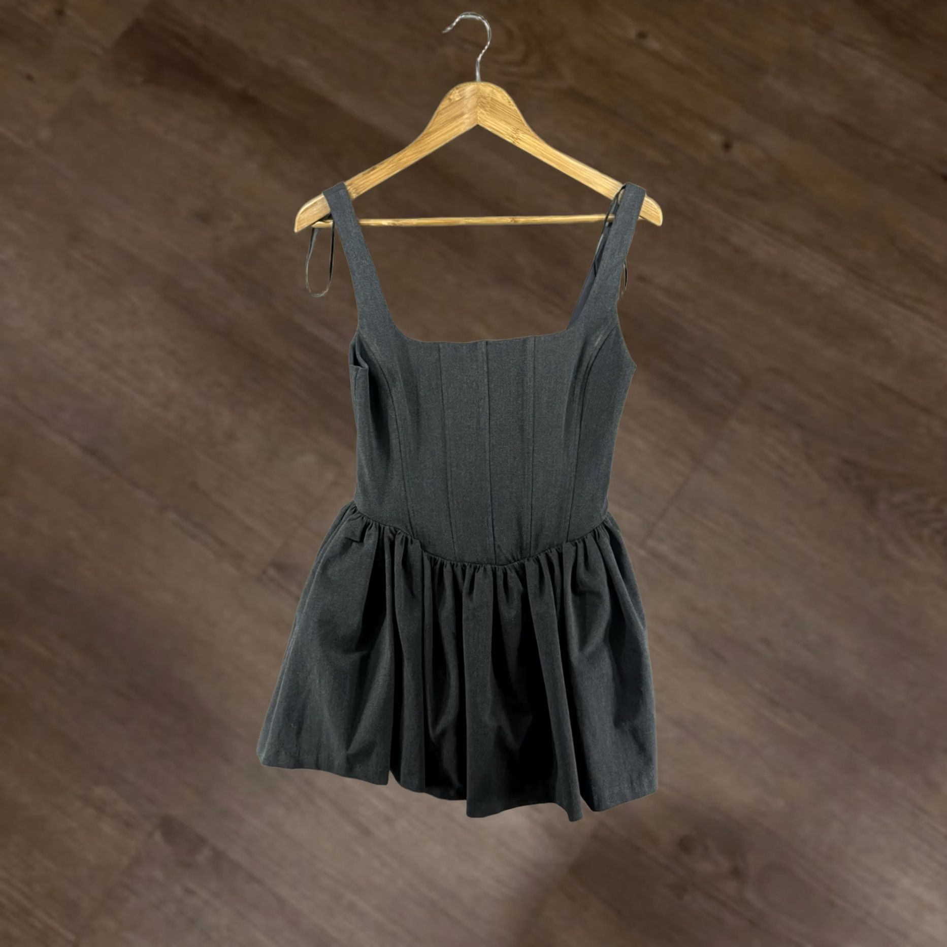 zara grey ruched dress ZARA Mini Women's Size Small Dark Gray Corset Sleeveless Party Accessories - Belts