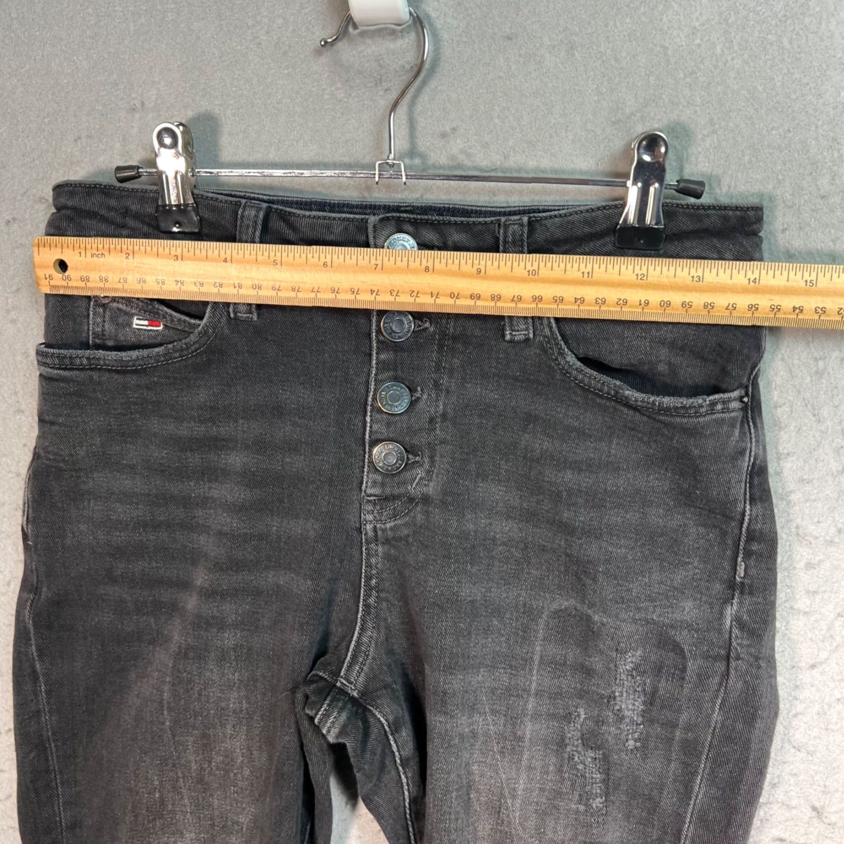 Tommy Hilfiger Tommy Jeans Black Crop Flare Denim Jeans Womens Size 27 Frayed Hem Size 27" / US 4 / IT 40 - 6 Thumbnail