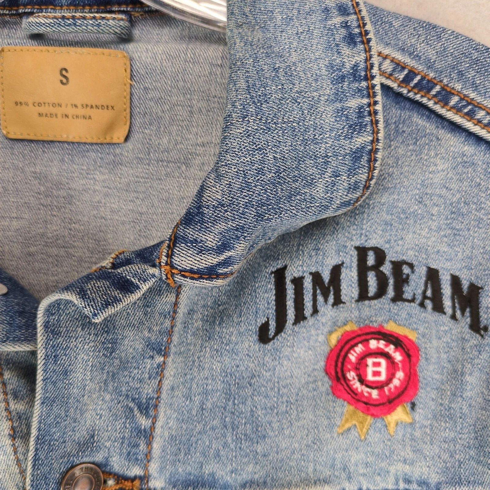 Other Jim Bean Blue Denim Trucker Jean Jacket Men's S Embroidered Size US S / EU 44-46 / 1 - 4 Thumbnail