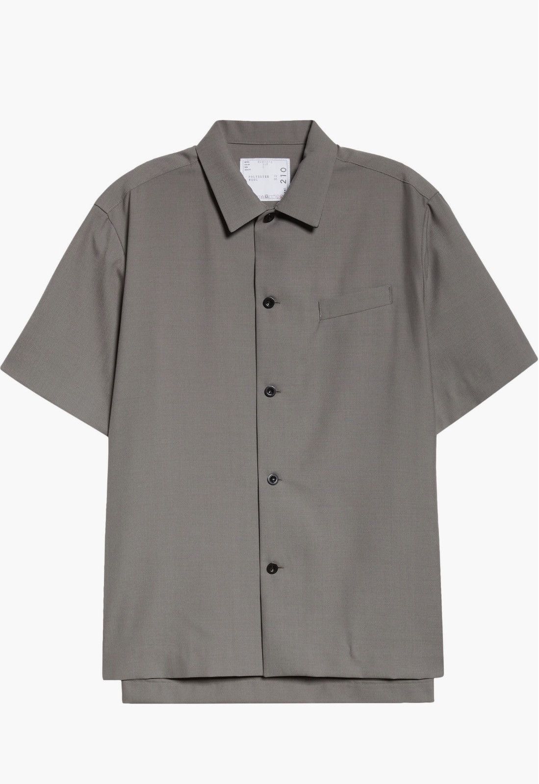 Sacai Sacai Short Sleeve Button-Up Suiting Shirt Grey Wool Blend Size US L / EU 52-54 / 3 - 9 Thumbnail