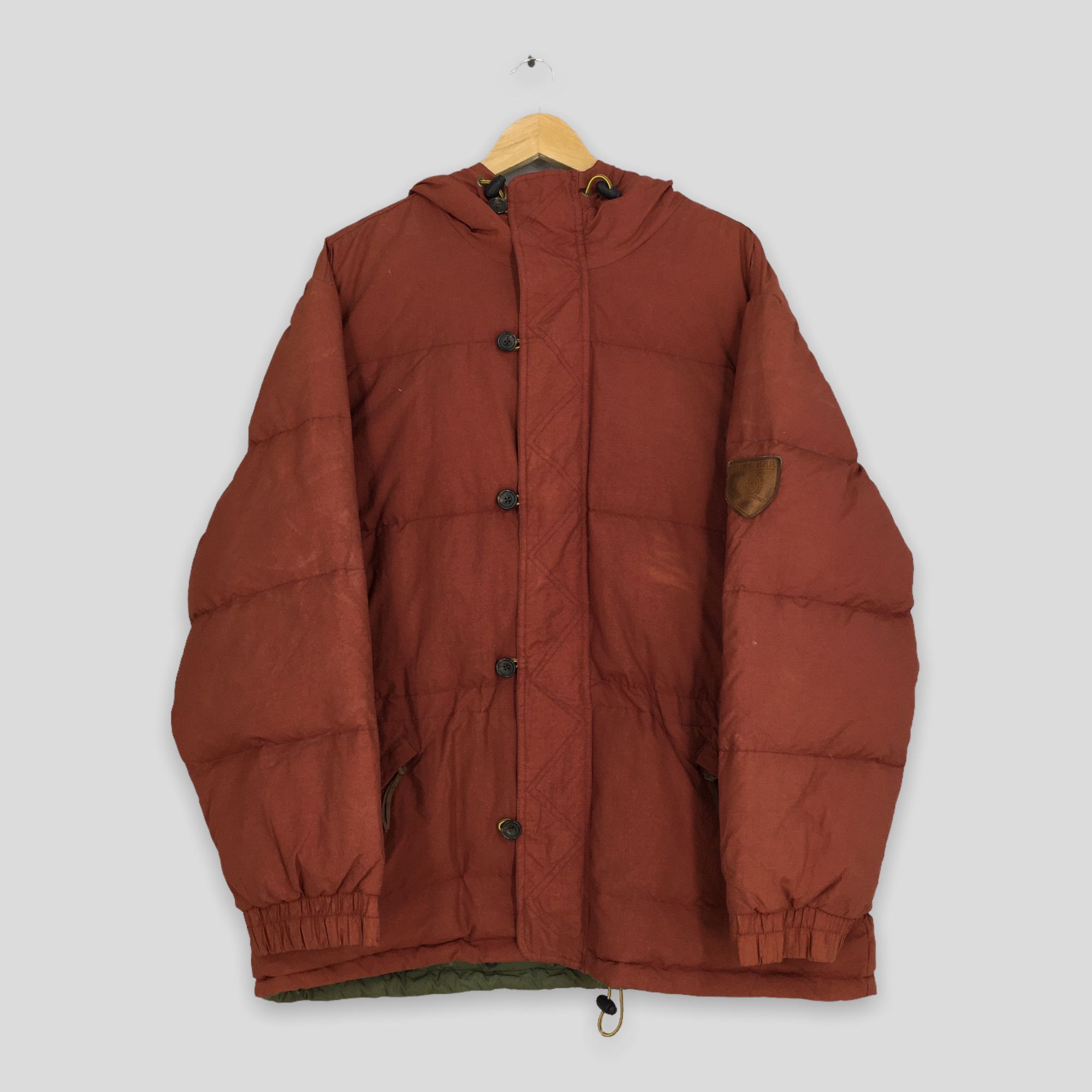 image of Bomber Jacket x Tommy Hilfiger Vintage Tommy Hilfiger Puffer Parka Jacket Large in Orange, Men's