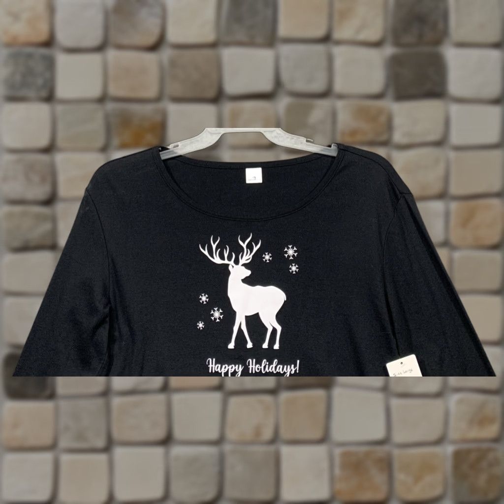 Vintage Dreamwave Women’s Long Sleeve Tee Pullover L Black Graphic Christmas Shirt Womens Regular Fit Size L Size L / US 10 / IT 46 - 1 Thumbnail