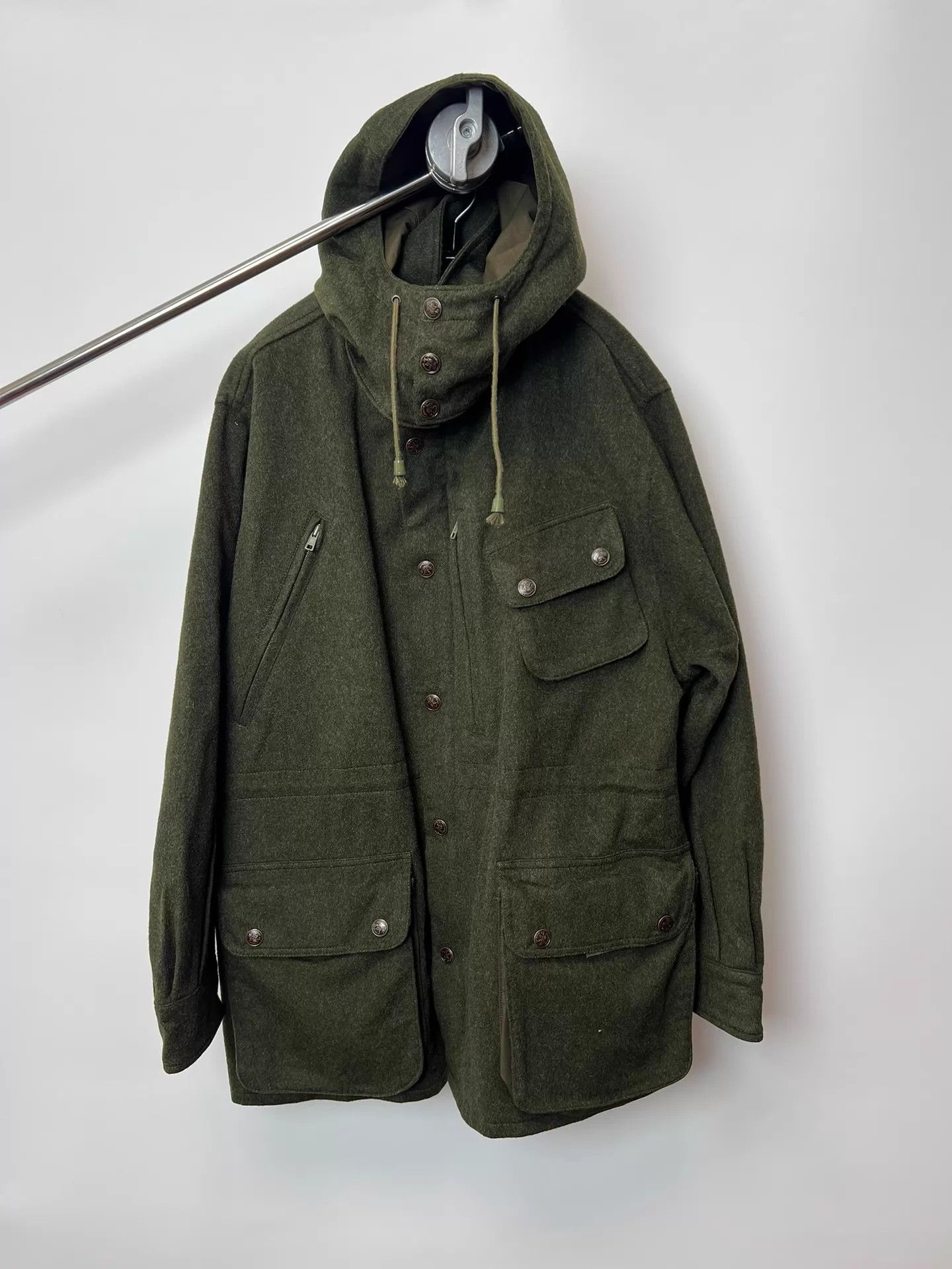 Unknown London Vintage Dark Green S.Collar Detach Hood Wool Coat Size US S / EU 44-46 / 1 - 1 Thumbnail