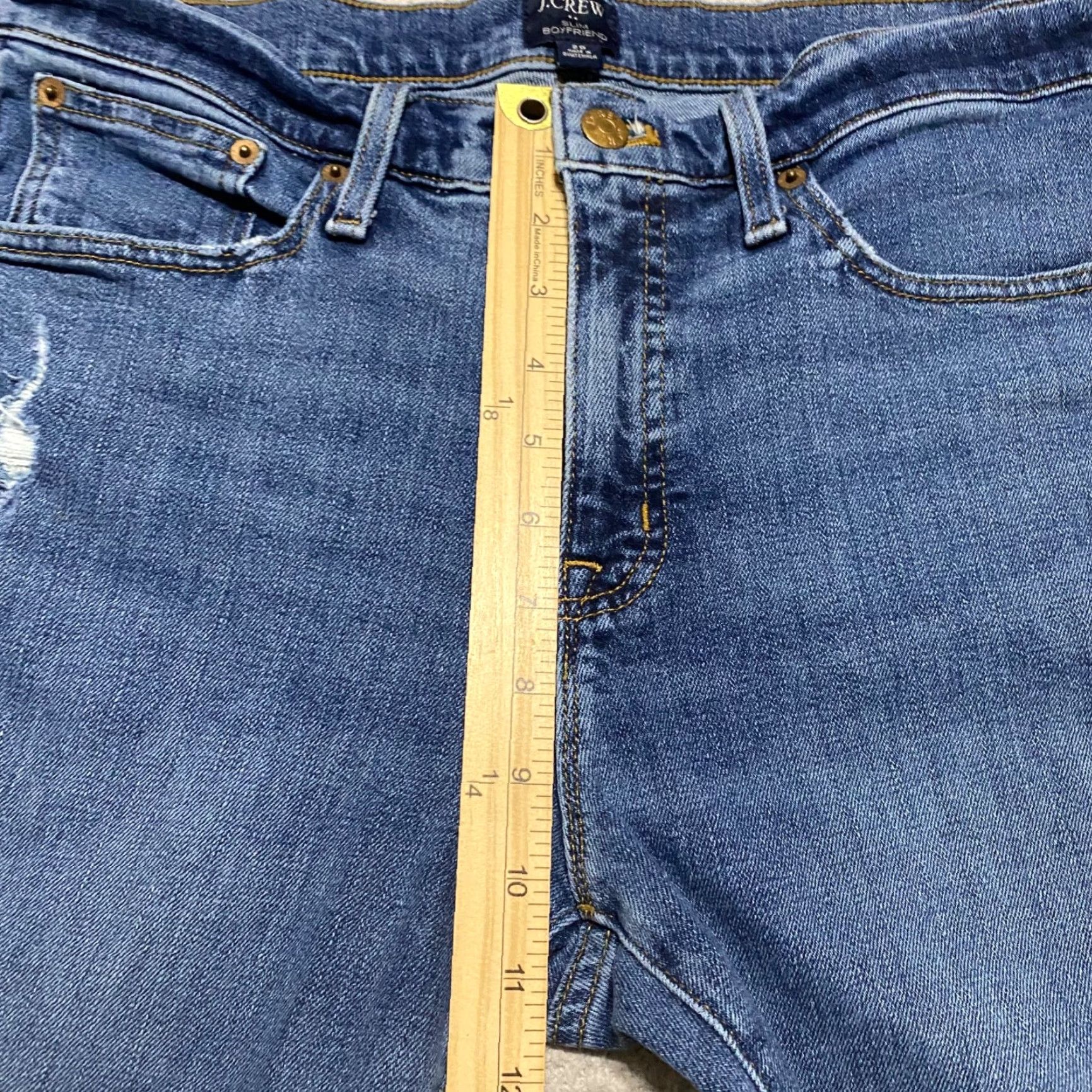 J.Crew J. Crew Womens Jeans Blue Denim Medium Wash Slim Boyfriend Distressed sz 29 Size 29" - 7 Thumbnail