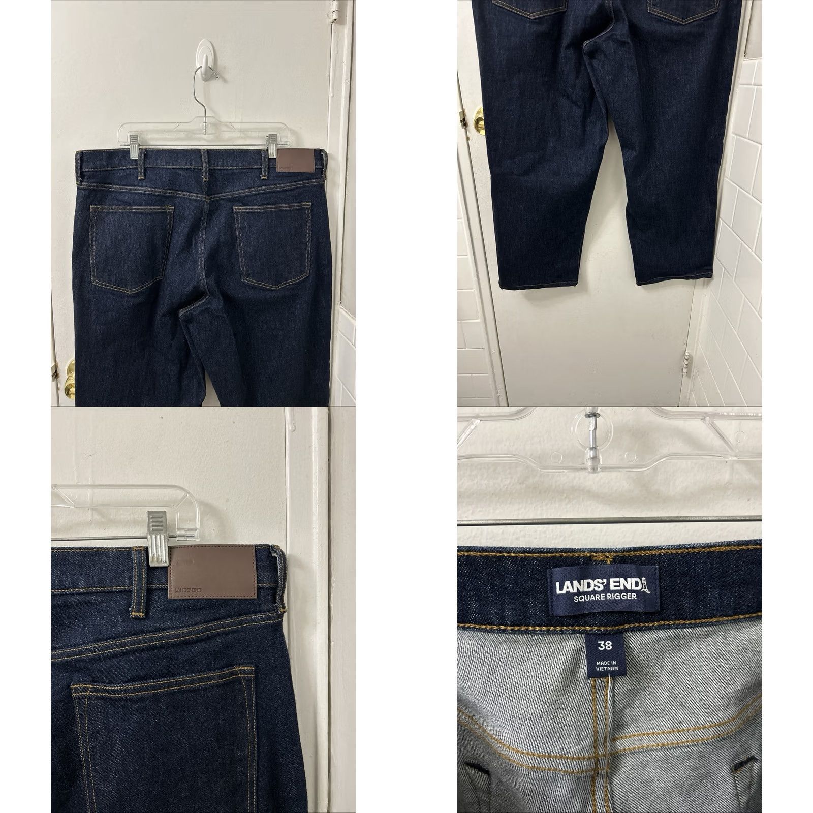 Lands' End Lands End Square Rigger Jeans Mens 38x26 Traditional Fit Dark Indigo Stretch NWT Size US 38 / EU 54 - 8 Thumbnail