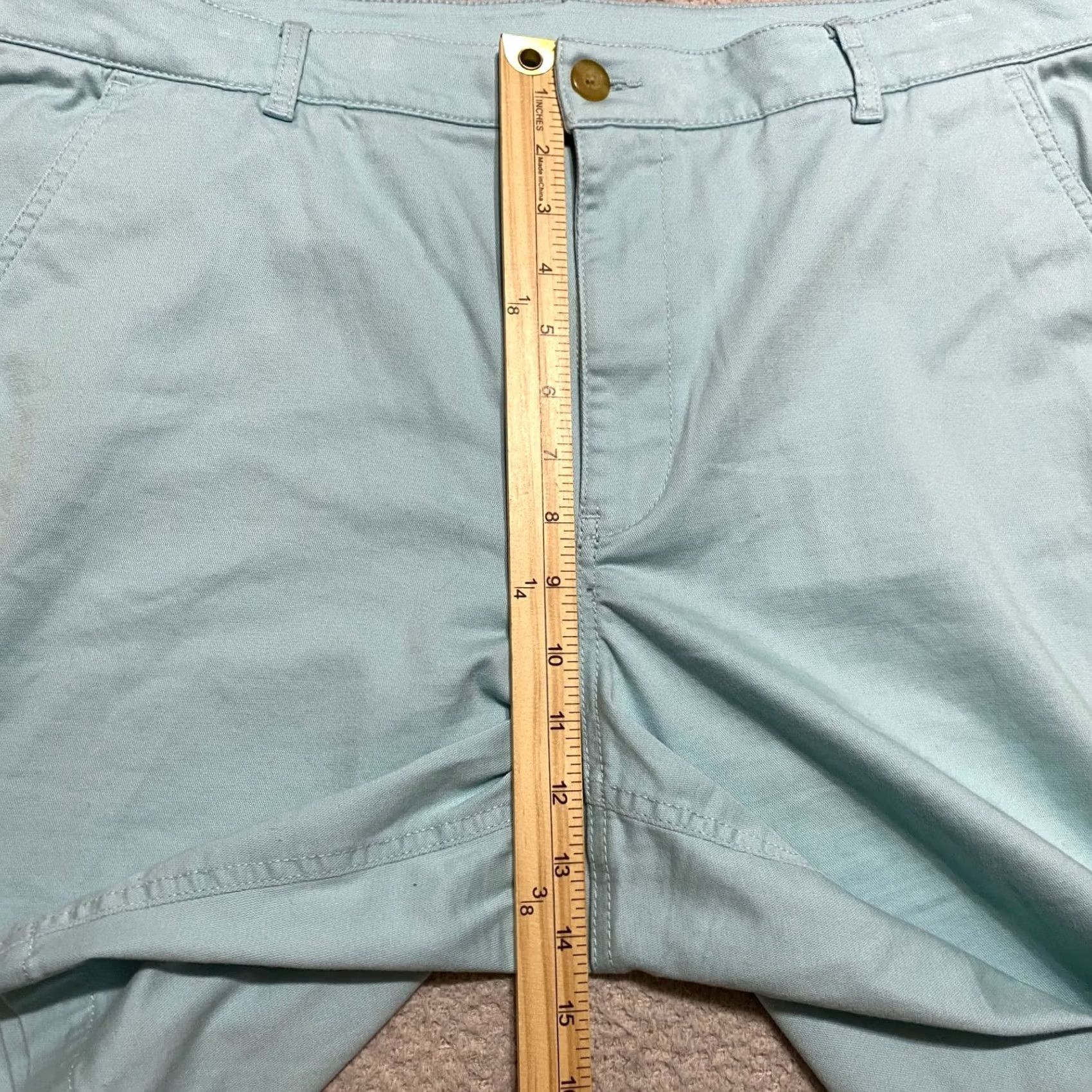 Vintage L.L. Bean Womens Shorts 18 Plus Blue Chino Inseam 9" Pockets Casual Outdoor 9 in Inseam High Rise Button Zipper Slim Size 40" / US 18 - 7 Thumbnail