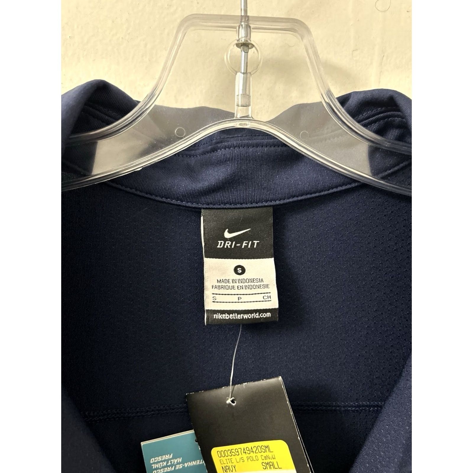 Nike Nike Dri-FIT Elite Long Sleeve Polo Mens S Navy Connecticut UConn 1/4 Zip NWT Size US S / EU 44-46 / 1 - 7 Thumbnail