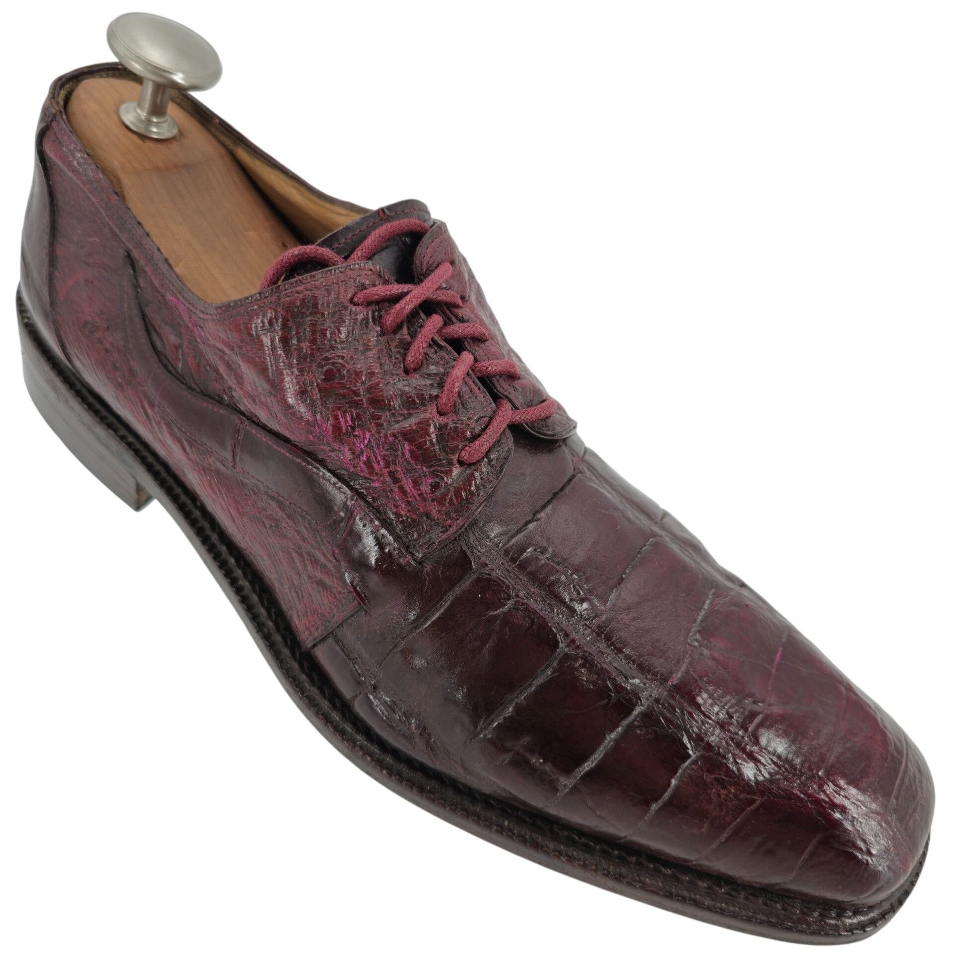 Vintage Mauri Burgundy Alligator Ostrich Exotic Dress Shoes