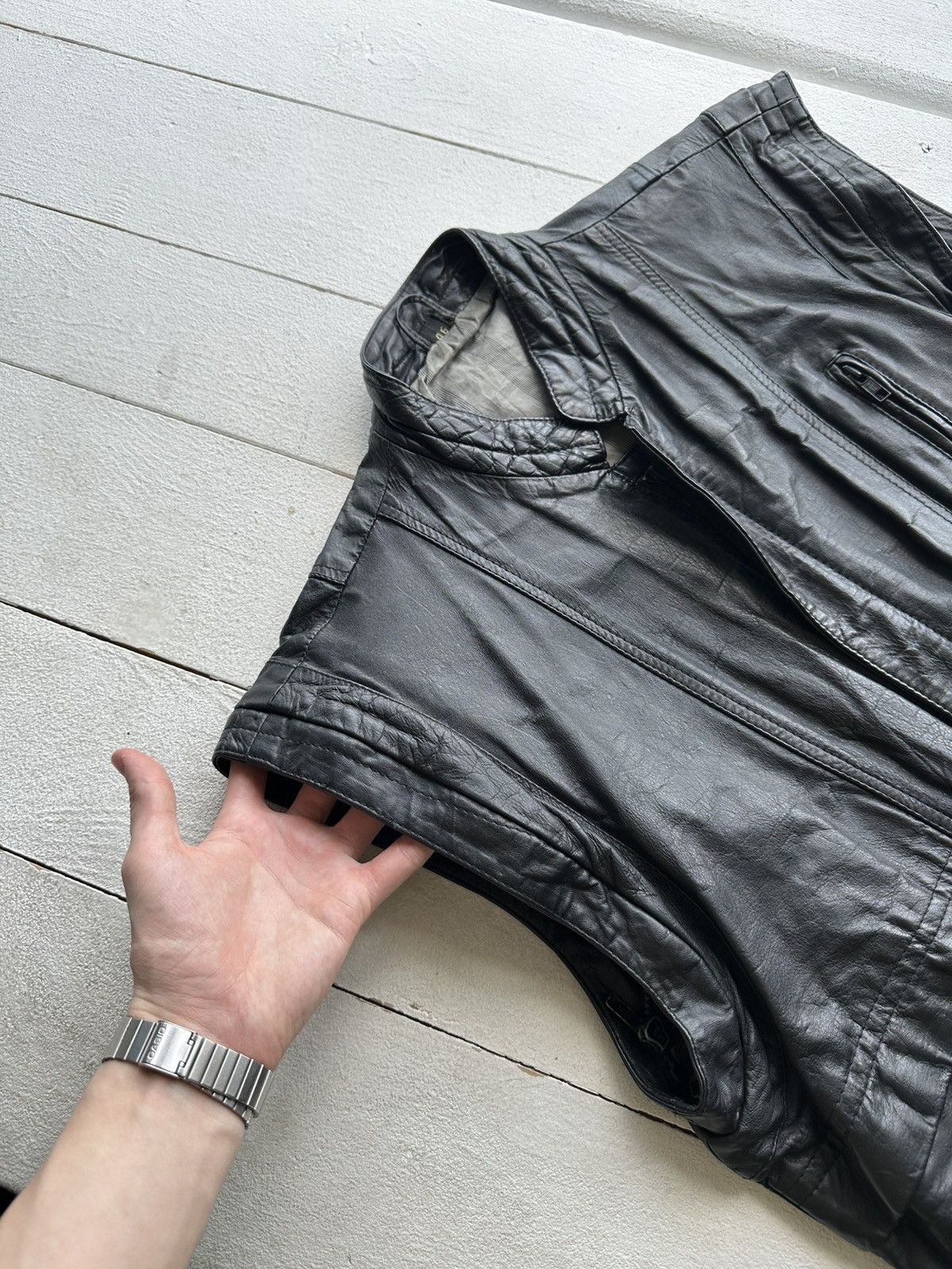 Genuine Leather × Vintage 90s 🚨Vintage Leather WEST Flight Bomber RARE MOTORCYCLE Size US M / EU 48-50 / 2 - 2 Thumbnail