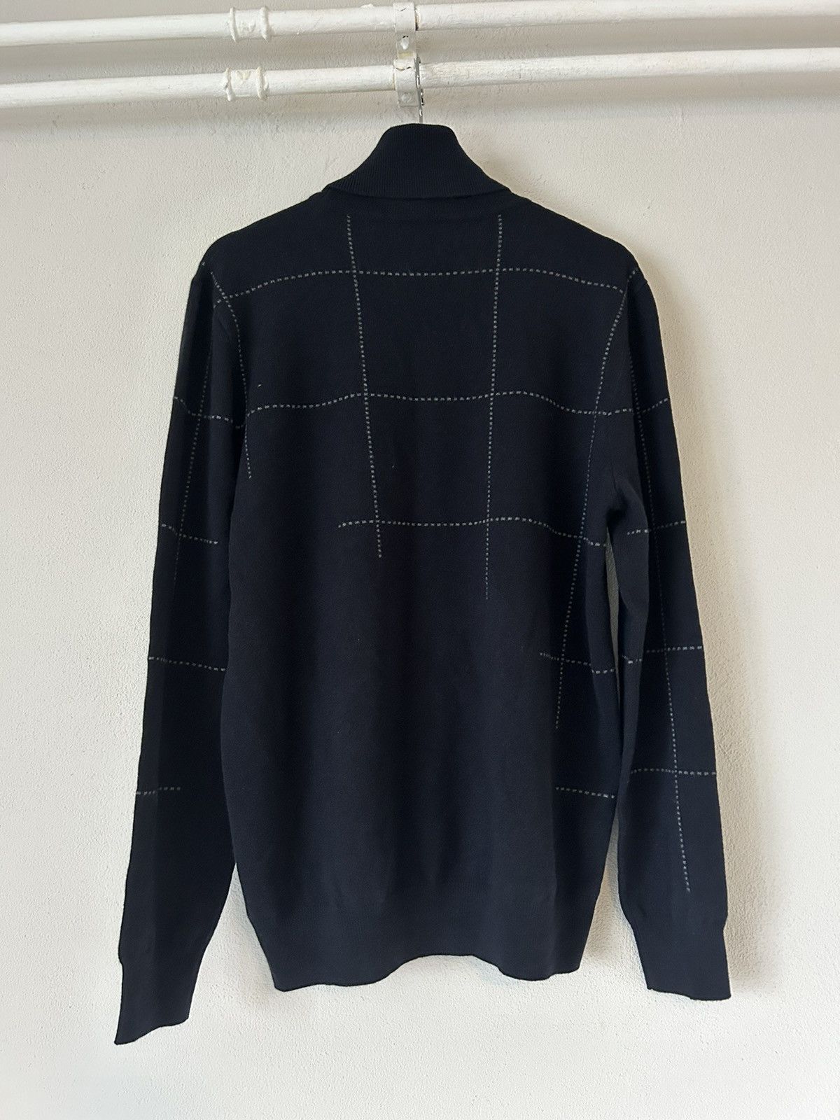 Hermes 100% Cashmere Turtleneck Sweater w/ Asymmetric Grid Pattern Size US XL / EU 56 / 4 - 7 Thumbnail