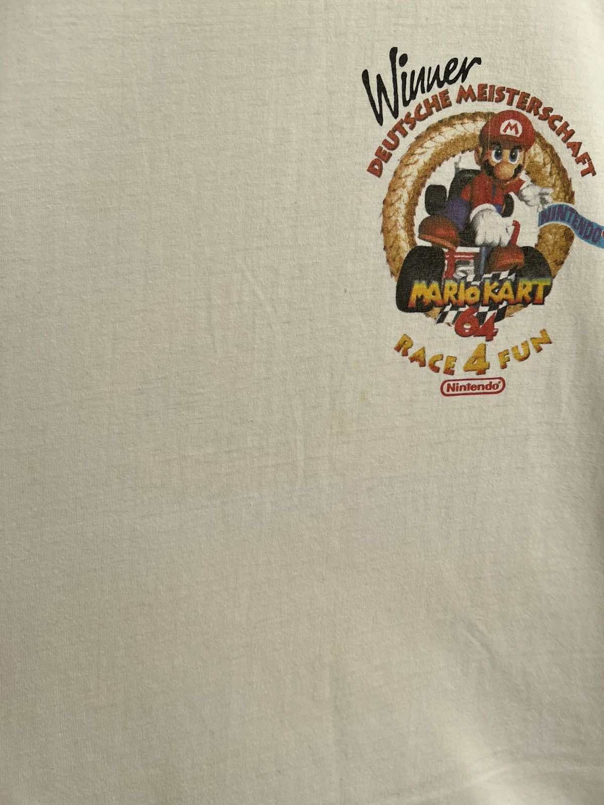 Nintendo Vintage 90s Mario Kart Nintendo 64 Video Game White T-shirt Size US L / EU 52-54 / 3 - 10 Thumbnail