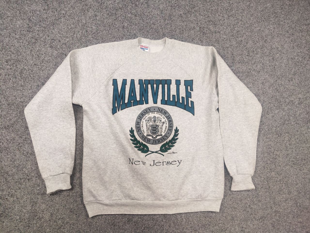 Hanes Vintage 1992 Manville New Jersey Logo Crew neck Sweatshirt Size US L / EU 52-54 / 3 - 2 Thumbnail