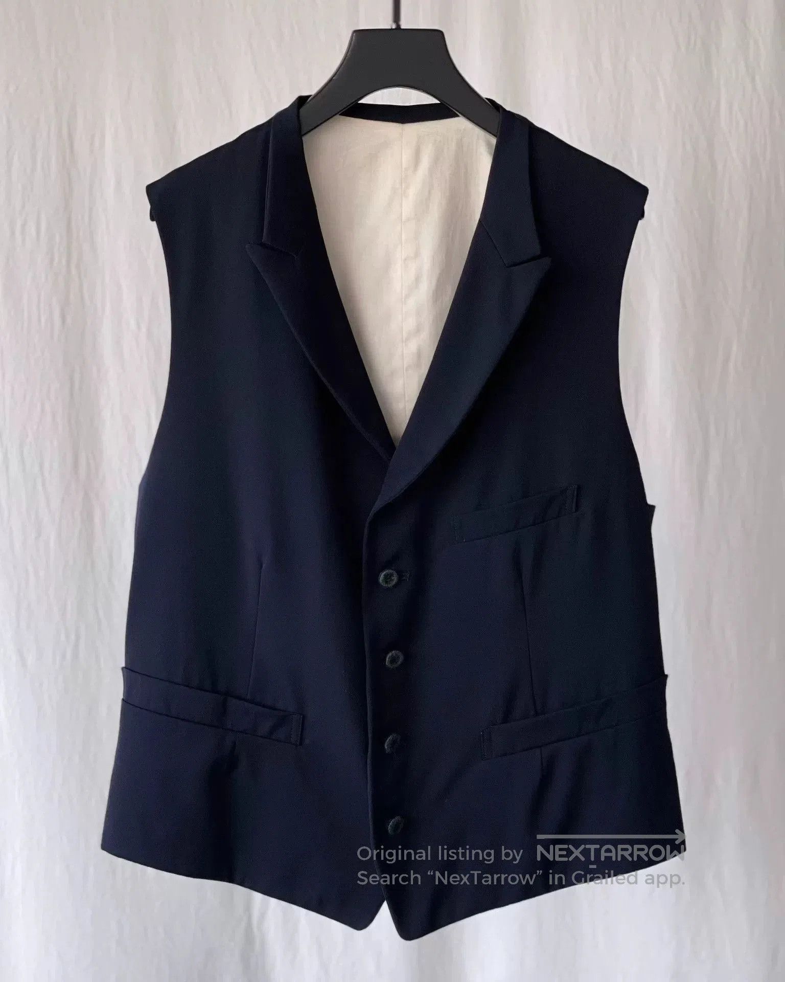 Y's for Men Navy Wool Vest for Unisex Styling. Size M / US 6-8 / IT 42-44 - 3 Thumbnail
