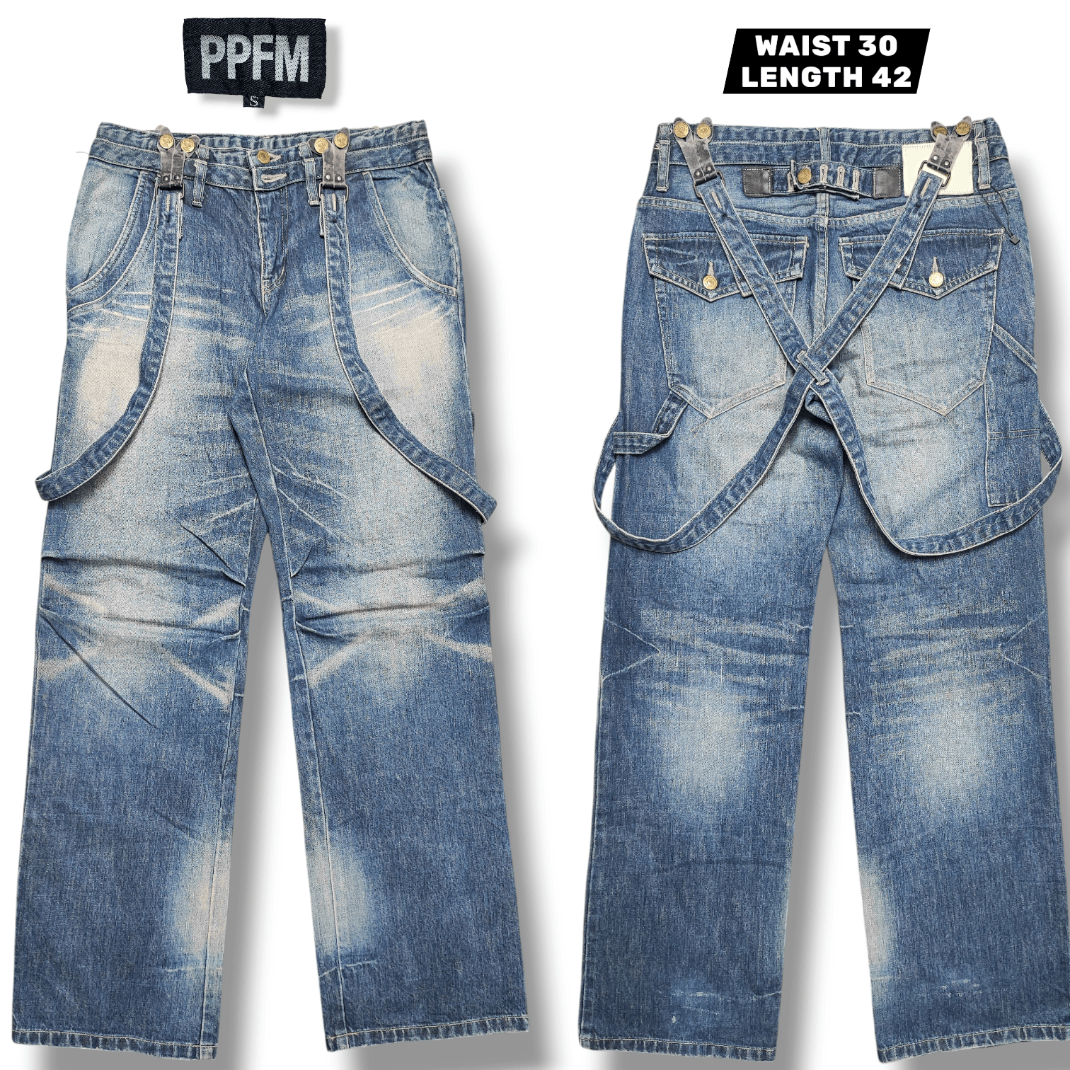 PPFM PPFM Bondage Punk Distressed Jeans ERD Grunge Chrome Size US 29 - 1 Thumbnail