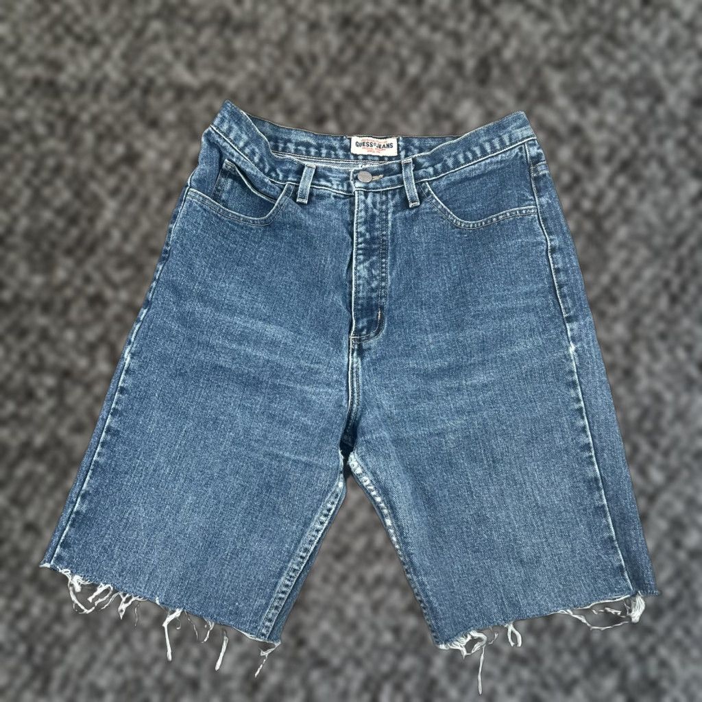 Guess VINTAGE GUESS Jeans Shorts Men 30 Light Blue Distressed Cut Off 9" Inseam USA Denim 5-Pocket Rocker Retro Biker Casual Mens Size US 30 / EU 46 - 1 Thumbnail