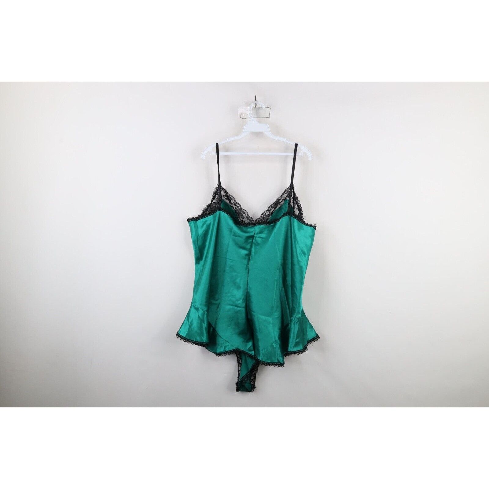 Vintage Vintage 90s Rockabilly Silky Satin Snap Crotch Lace Cami Size 4XL / US 24-26 - 12 Thumbnail