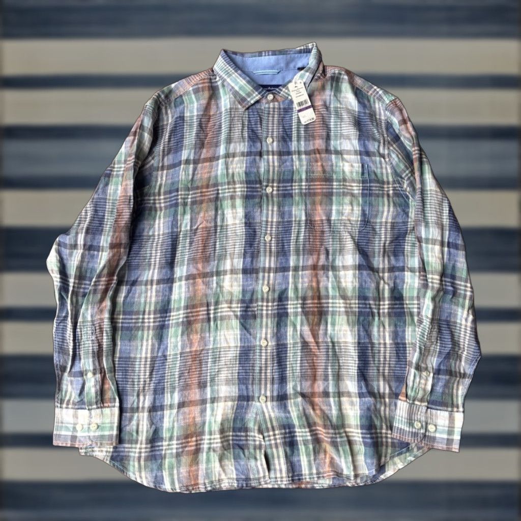 Tommy Bahama VINTAGE Tommy Bahama Shirt 2XL Linen Button-Down Plaid Long Sleeve Mens Size US XXL / EU 58 / 5 - 1 Thumbnail