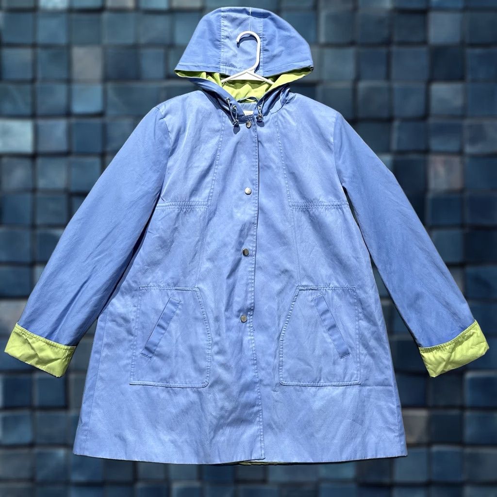 Vintage Apple Seeds Jacket Womens Large Blue Snap Front Hooded Outdoor Rain Coat Cuffed Size L / US 10 / IT 46 - 1 Thumbnail