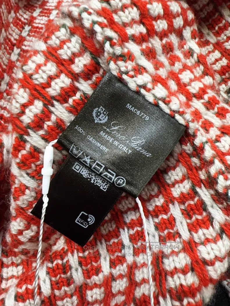 Loro Piana Loro Piana Red Mixed Color Jacquard Knit Cashmere Cardigan Size XS / US 0-2 / IT 36-38 - 8 Thumbnail