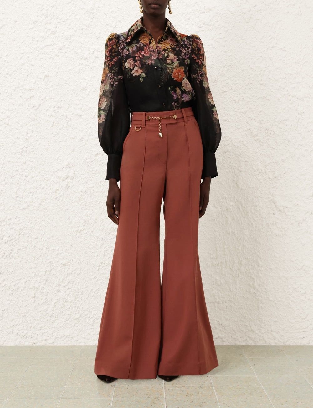 Zimmermann oc11z0825 Pavilion Tie Neck Blouse in Multicolor Size L / US 10 / IT 46 - 7 Thumbnail