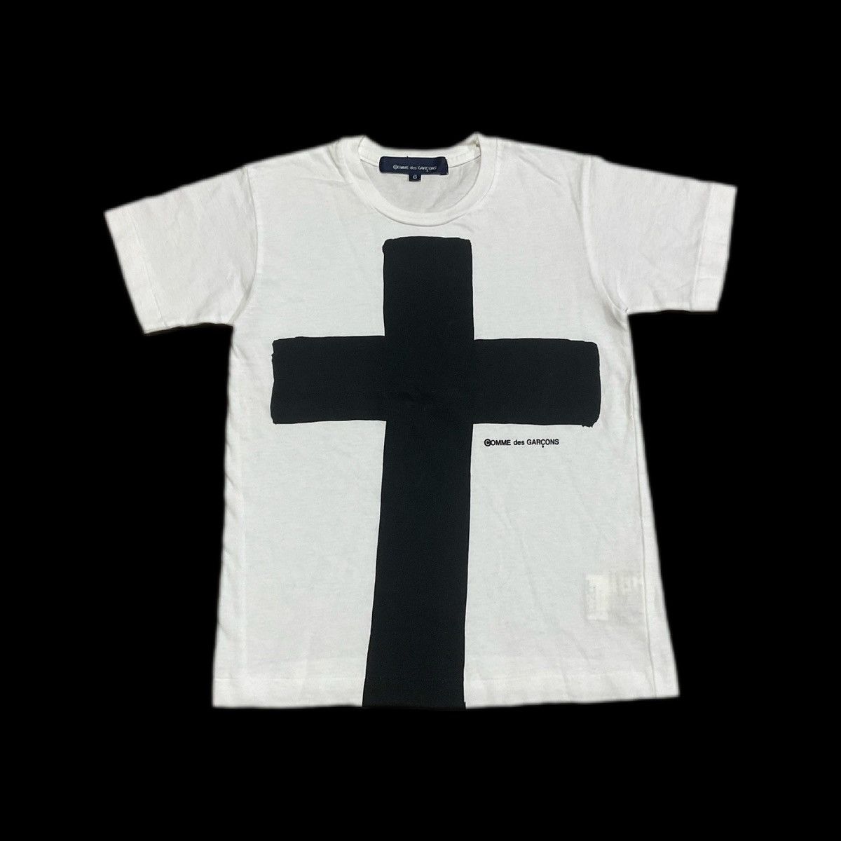 image of Archived Ad1992 Comme Des Garcons Kids Cross Shirt in White (Size 2XS)