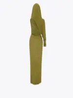 Saint Laurent Paris o1s1wg111124 Hooded Dress in Crepe Jersey in Green Size M / US 6-8 / IT 42-44 - 8 Thumbnail
